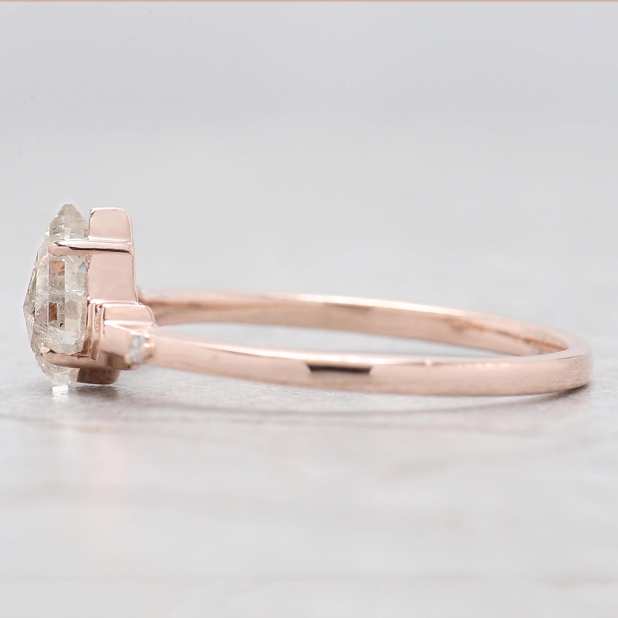 0.60 Ct Natural Kite Cut Shape White-H Color Diamond Ring 6.80 MM Kite Shape Diamond Ring 14K Solid Rose Gold Silver Engagement Ring QL2578