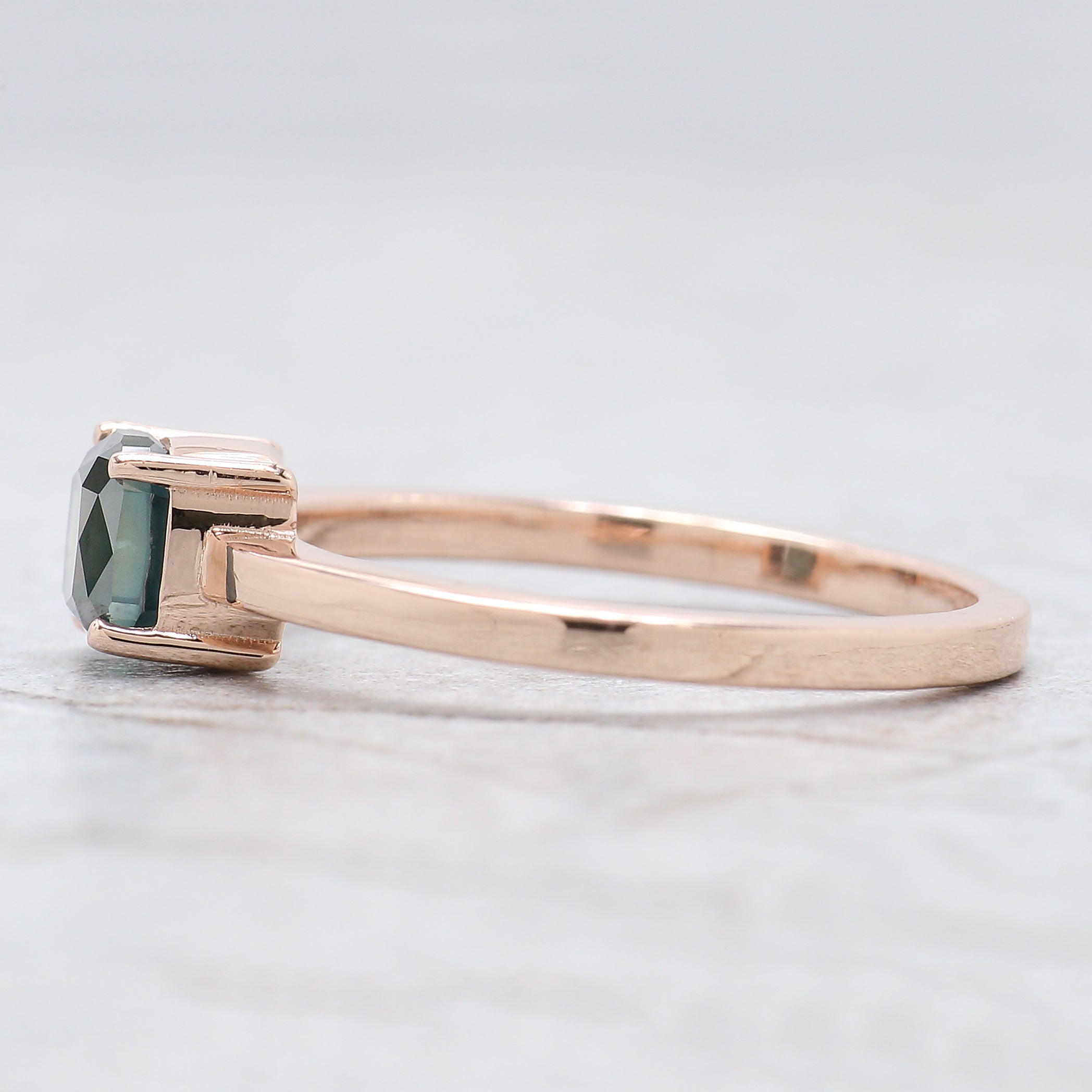 Cushion Shape Blue Color Diamond Ring 0.87 Ct 5.00 MM Cushion Diamond Ring 14K Solid Rose Gold Silver Engagement Ring Gift For Her QN9848