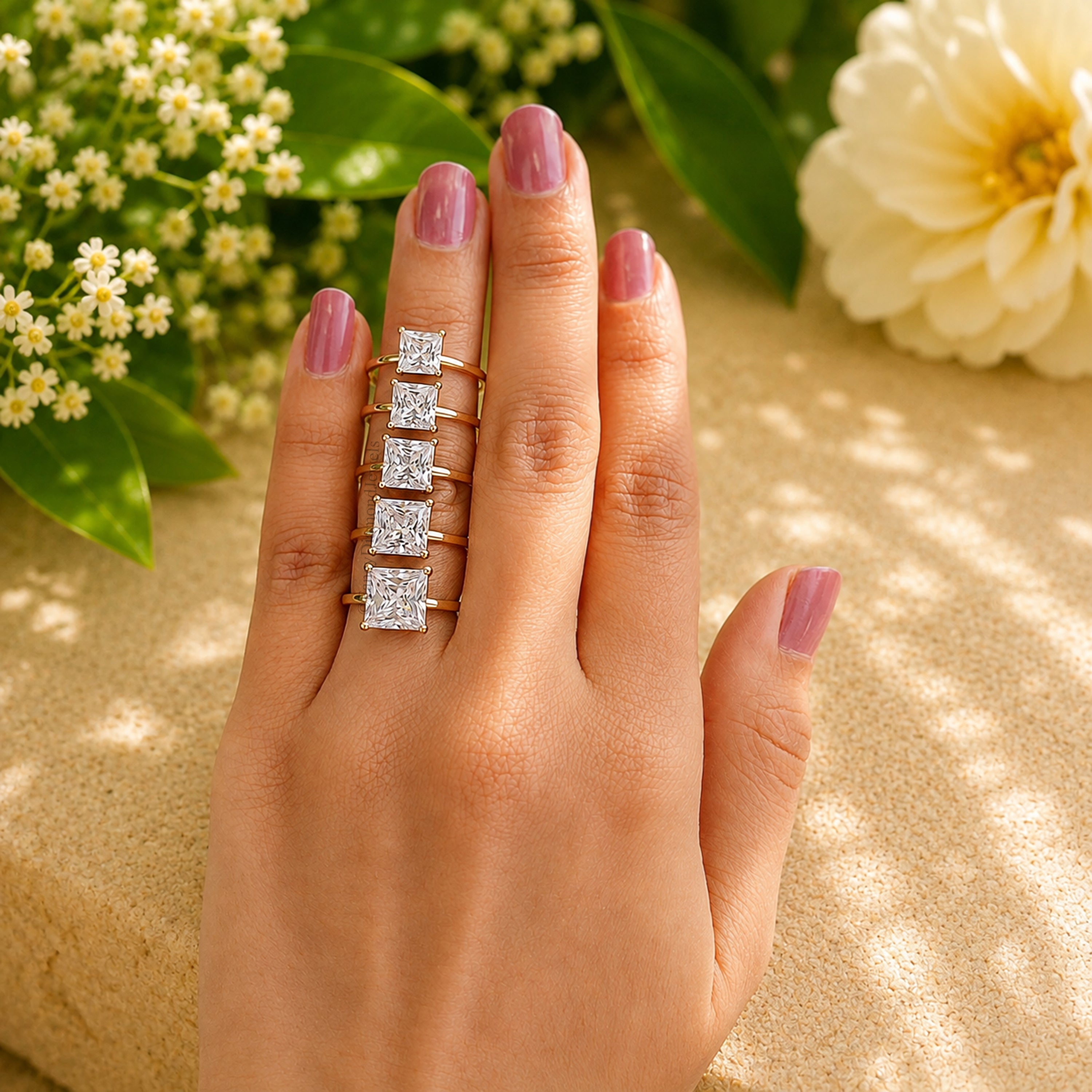 Princess Cut engagement ring 5mm 6mm 7mm 8mm 9mm stone ring Silver Promise ring Princess Cut Diamond ring Solitaire ring Gift for her FD280