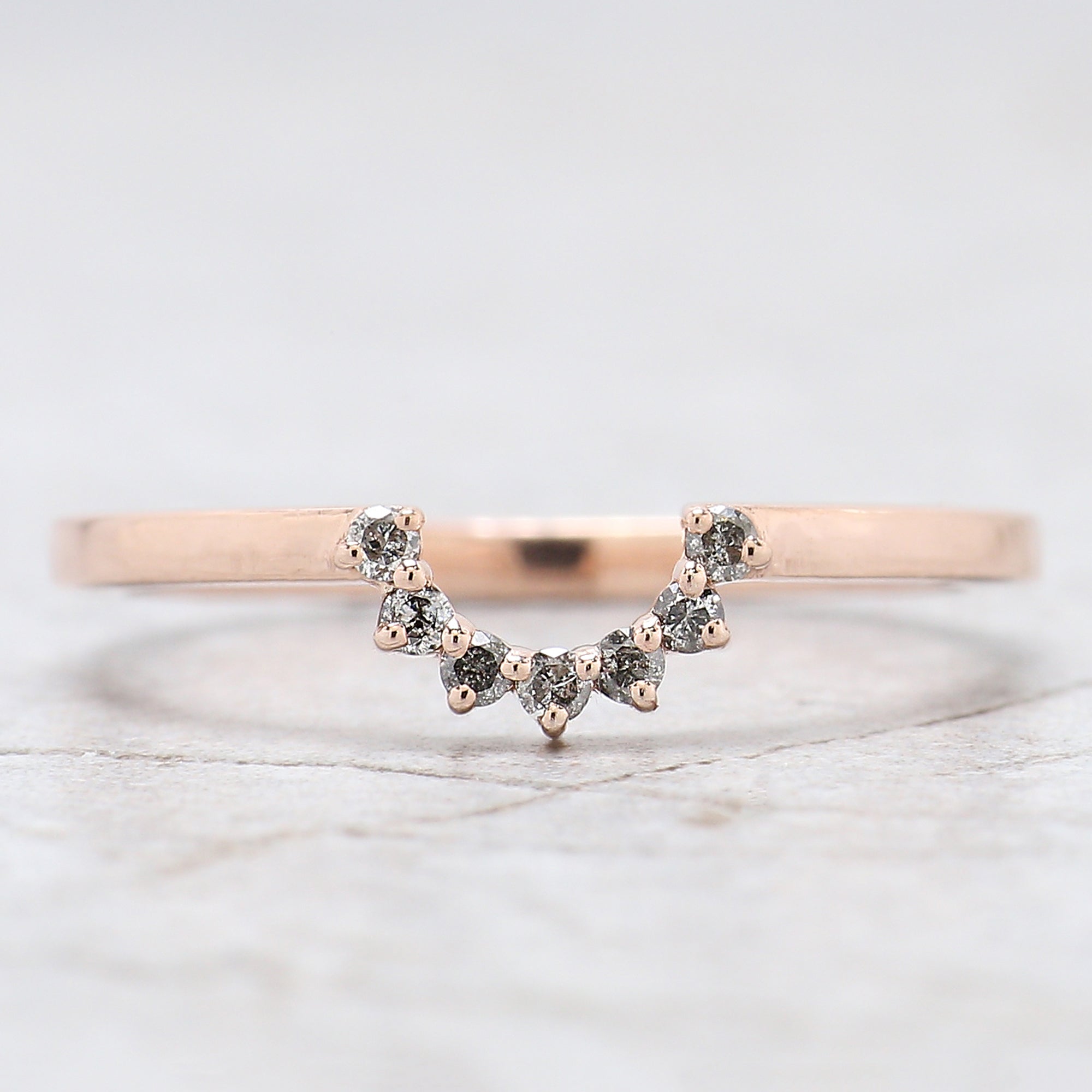 0.52 Ct Natural Pear Cut Salt And Pepper Diamond Ring 6.00 MM Pear Diamond Ring 14K Solid Rose Gold Silver Engagement Ring Pear Ring QN1831