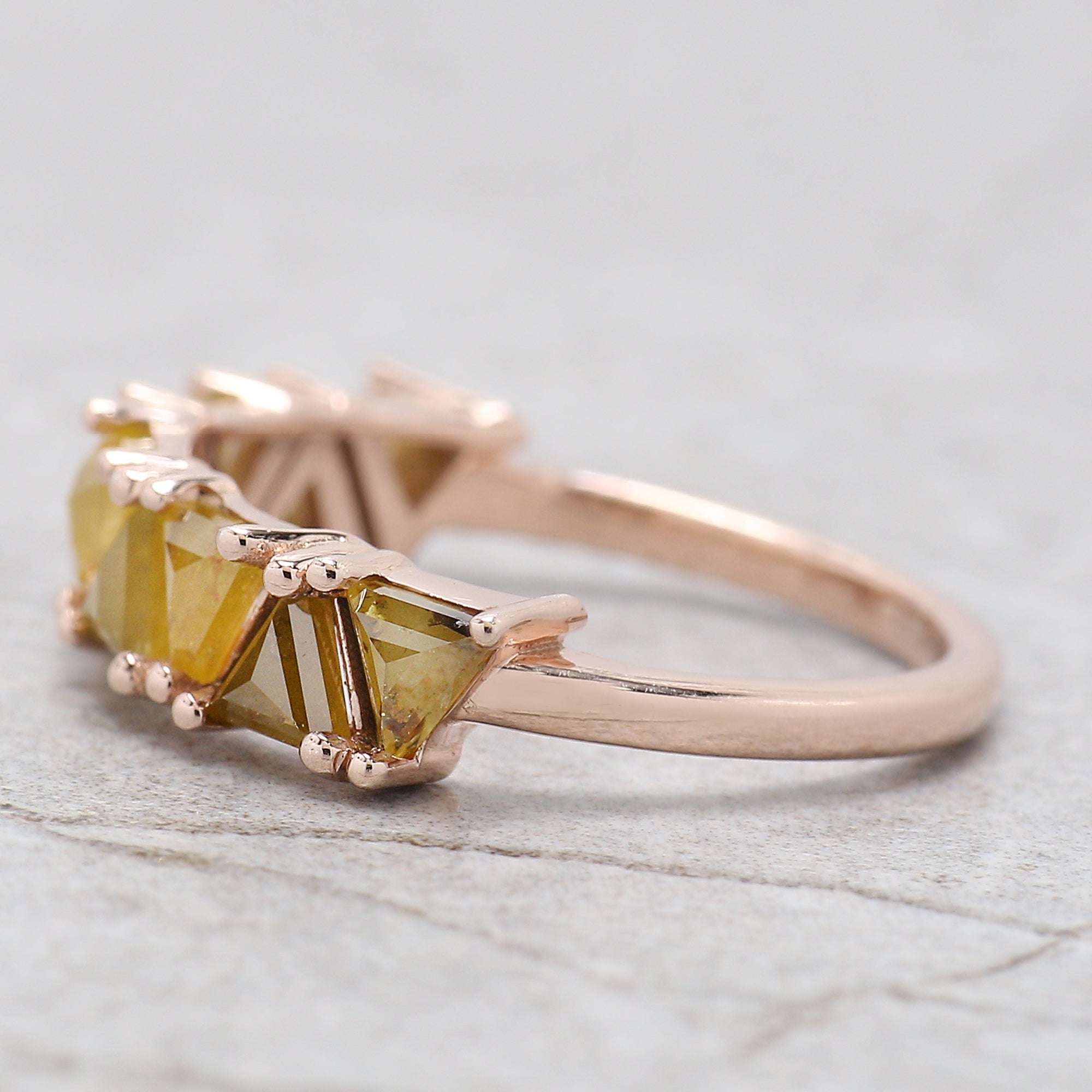 Triangle Cut Yellow Color Diamond Ring 1.28 Ct 3.75 MM Triangle Diamond Ring 14K Solid Rose Gold Silver Engagement Ring Gift For Her QL2052