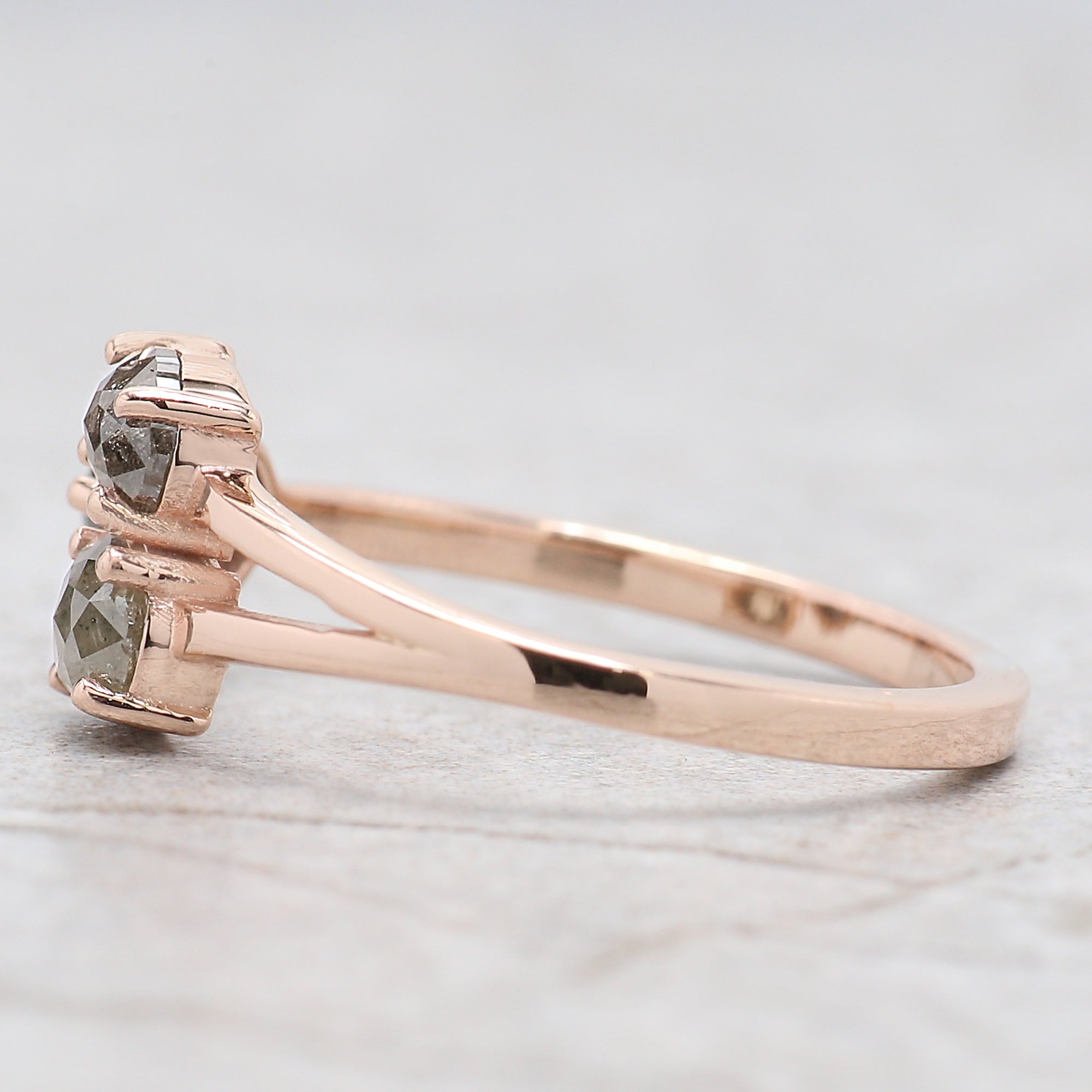 Mix Shape Salt And Pepper Diamond Ring 0.93 Ct 5.30 MM Mix Shape Diamond Ring 14K Solid Rose Gold Silver Engagement Ring Gift For Her QN1095