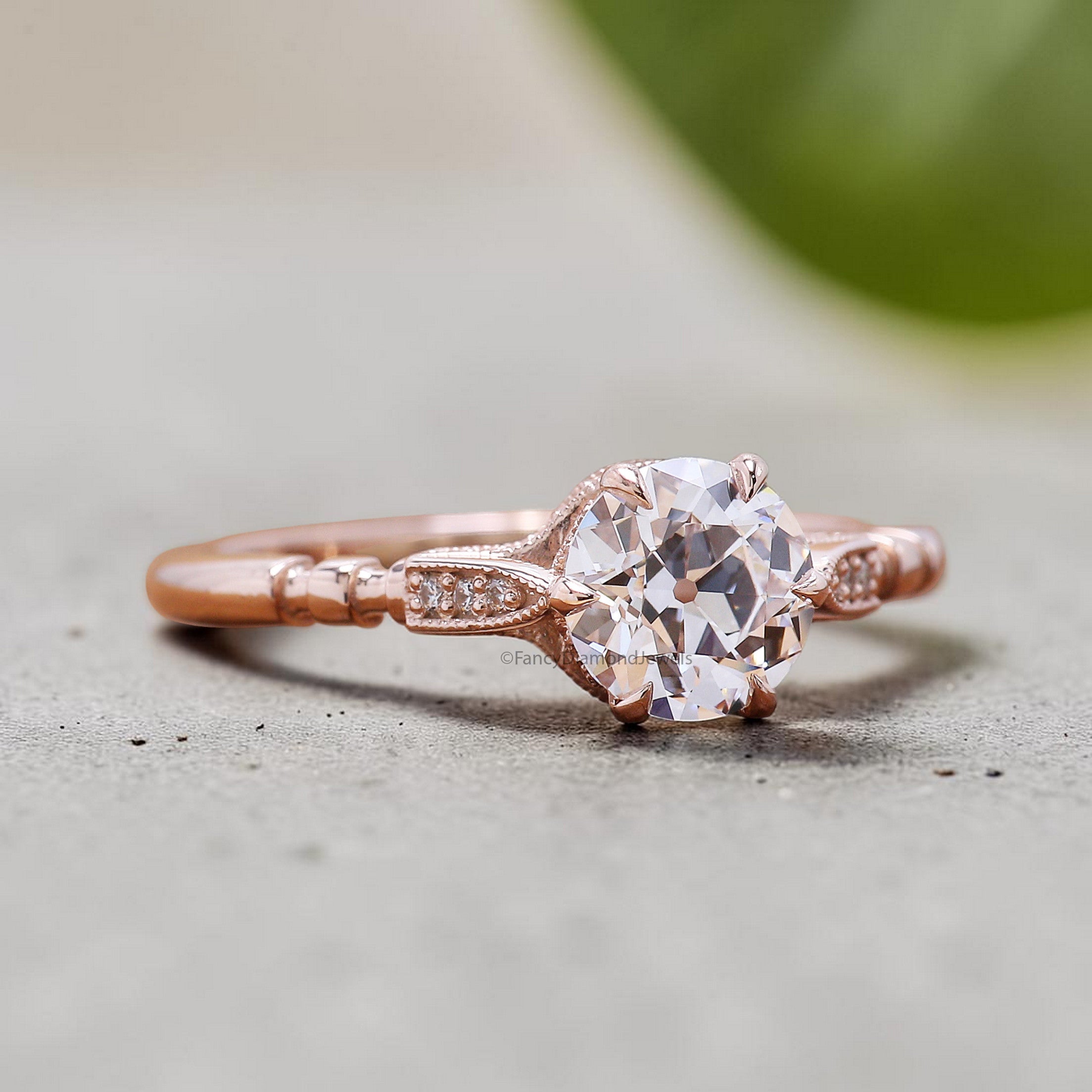 Filigree Style Vintage Engagement Ring, Round Old European Cut Diamond, Unique Milgrain Wedding Ring for Her, Anniversary Gift Ring FD562