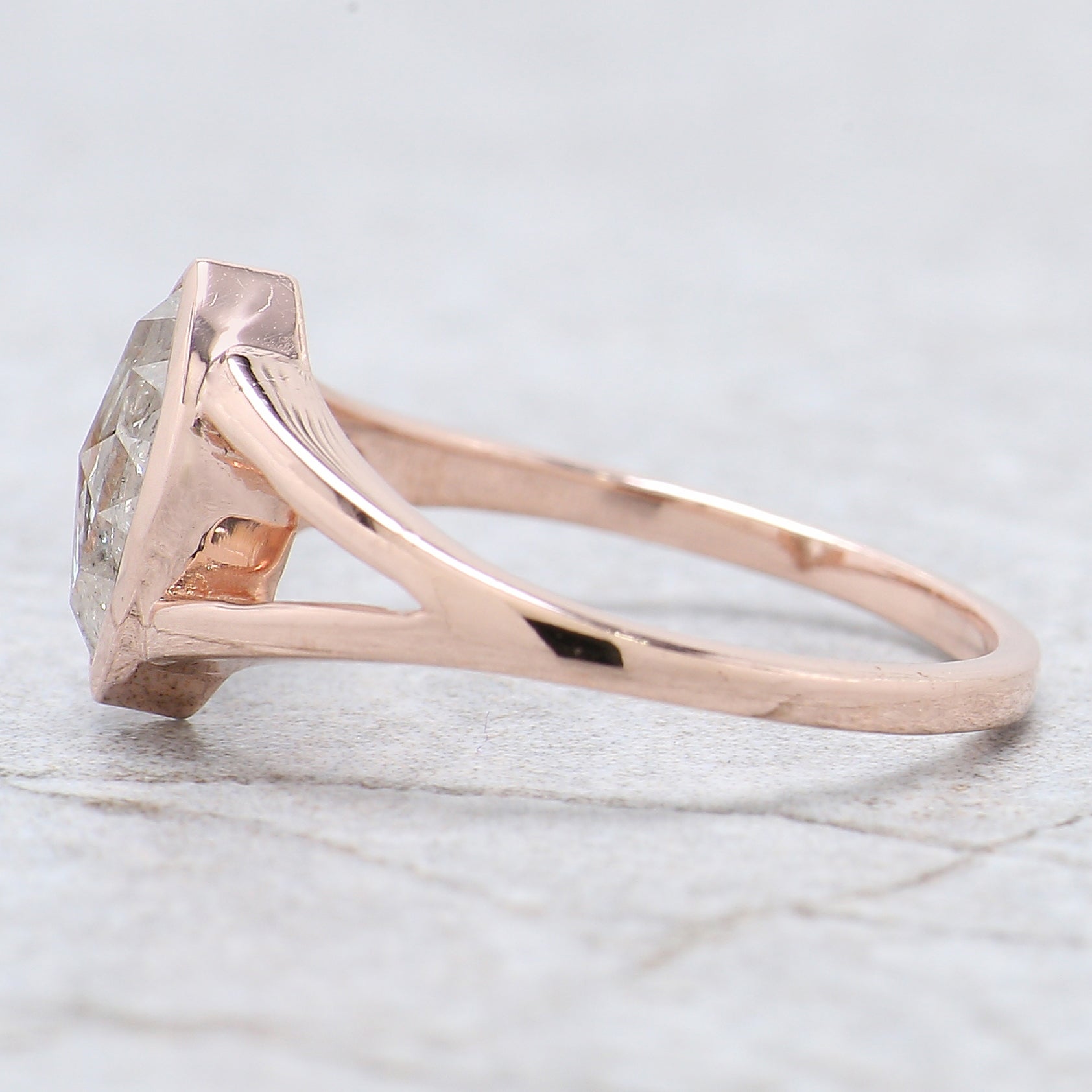 Marquise Cut Salt And Pepper Diamond Ring 0.87 Ct 8.86 MM Marquise Diamond Ring 14K Rose Gold Silver Engagement Ring Gift For Her QL2685