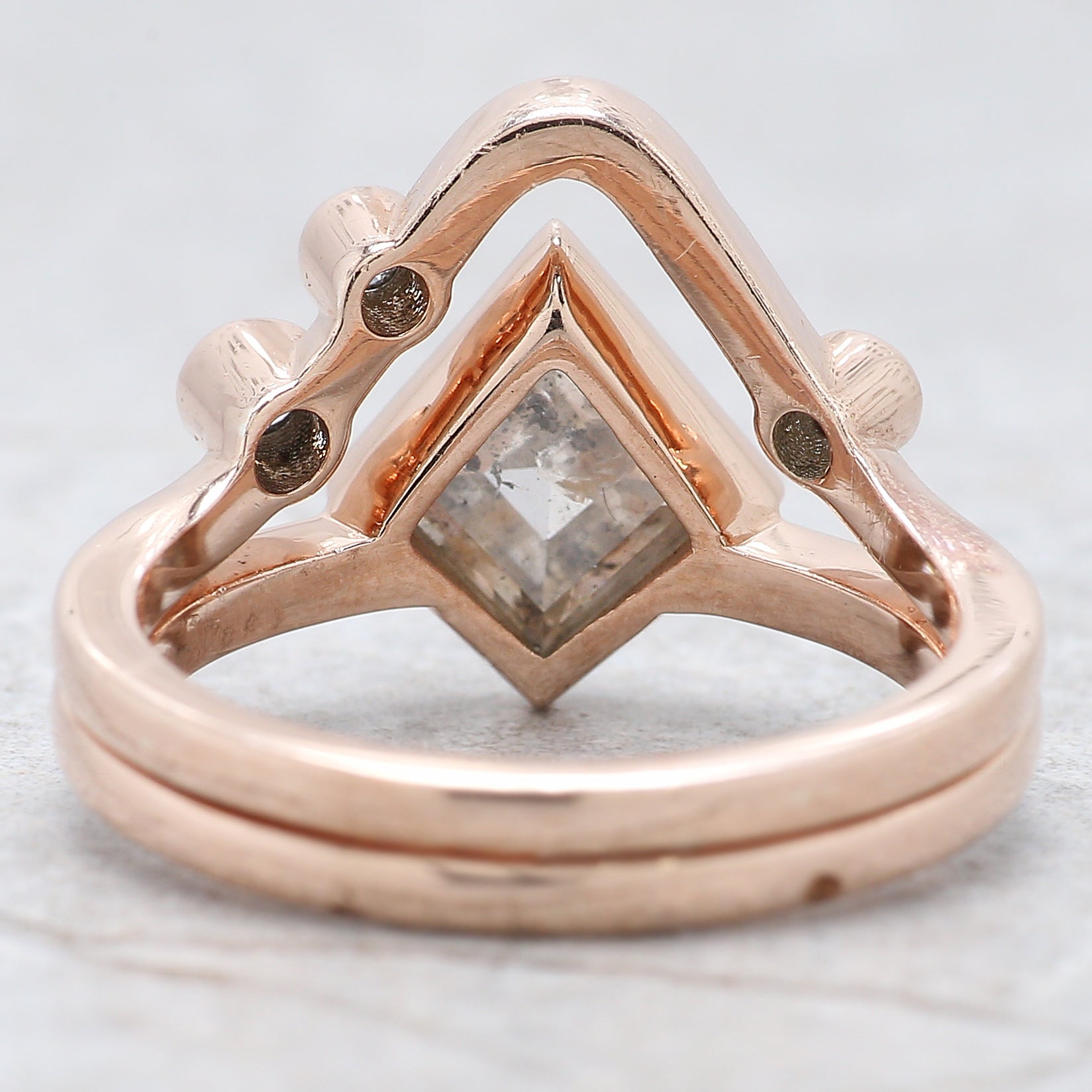Kite Cut Salt And Pepper Diamond Ring 1.07 Ct 8.60 MM Kite Diamond Ring 14K Solid Rose Gold Silver Kite Engagement Ring Gift For Her QK2176
