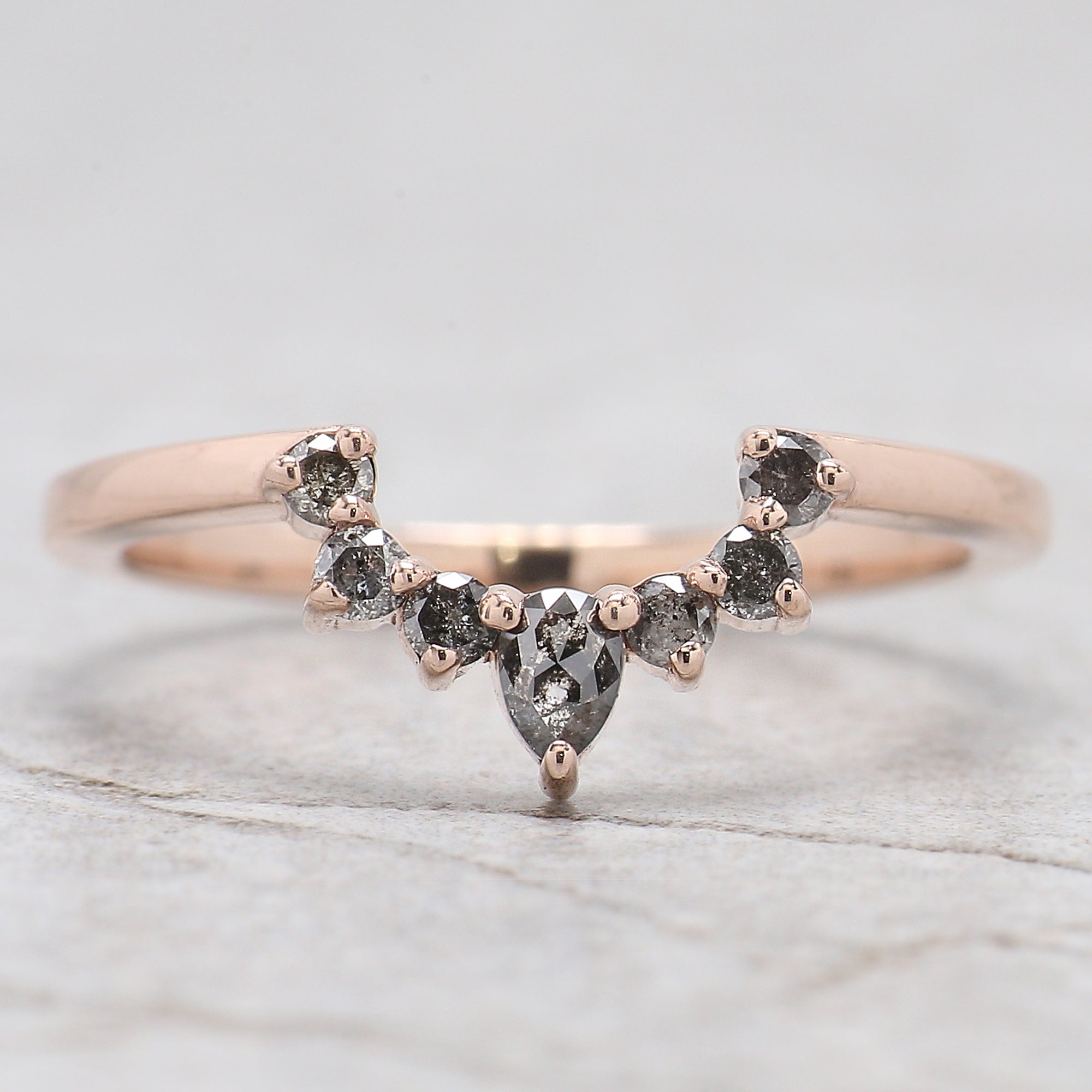 Cushion Cut Salt And Pepper Diamond Ring 1.74 Ct 6.95 MM Cushion Diamond Ring 14K Solid Rose Gold Silver Engagement Ring Gift For Her QL461