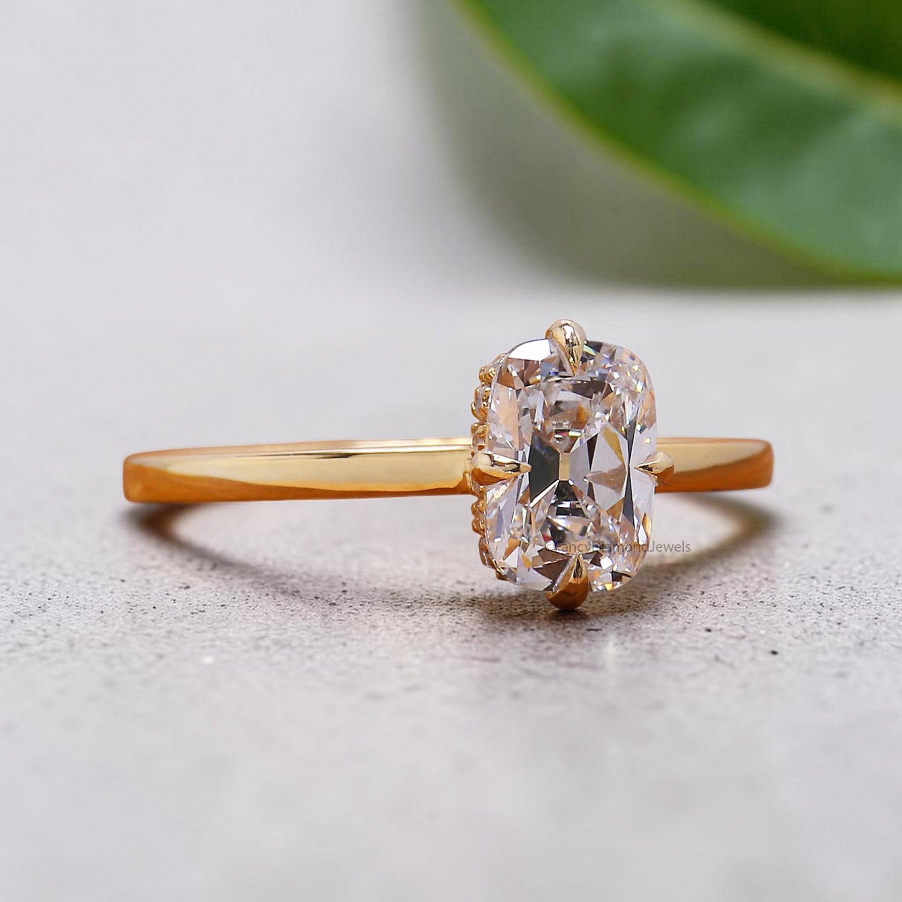Cushion Old Mine Cut Diamond Engagement Ring with Hidden Halo, Lab Grown Diamond Wedding Ring for Her, Vintage Inspired Diamond Ring FD557