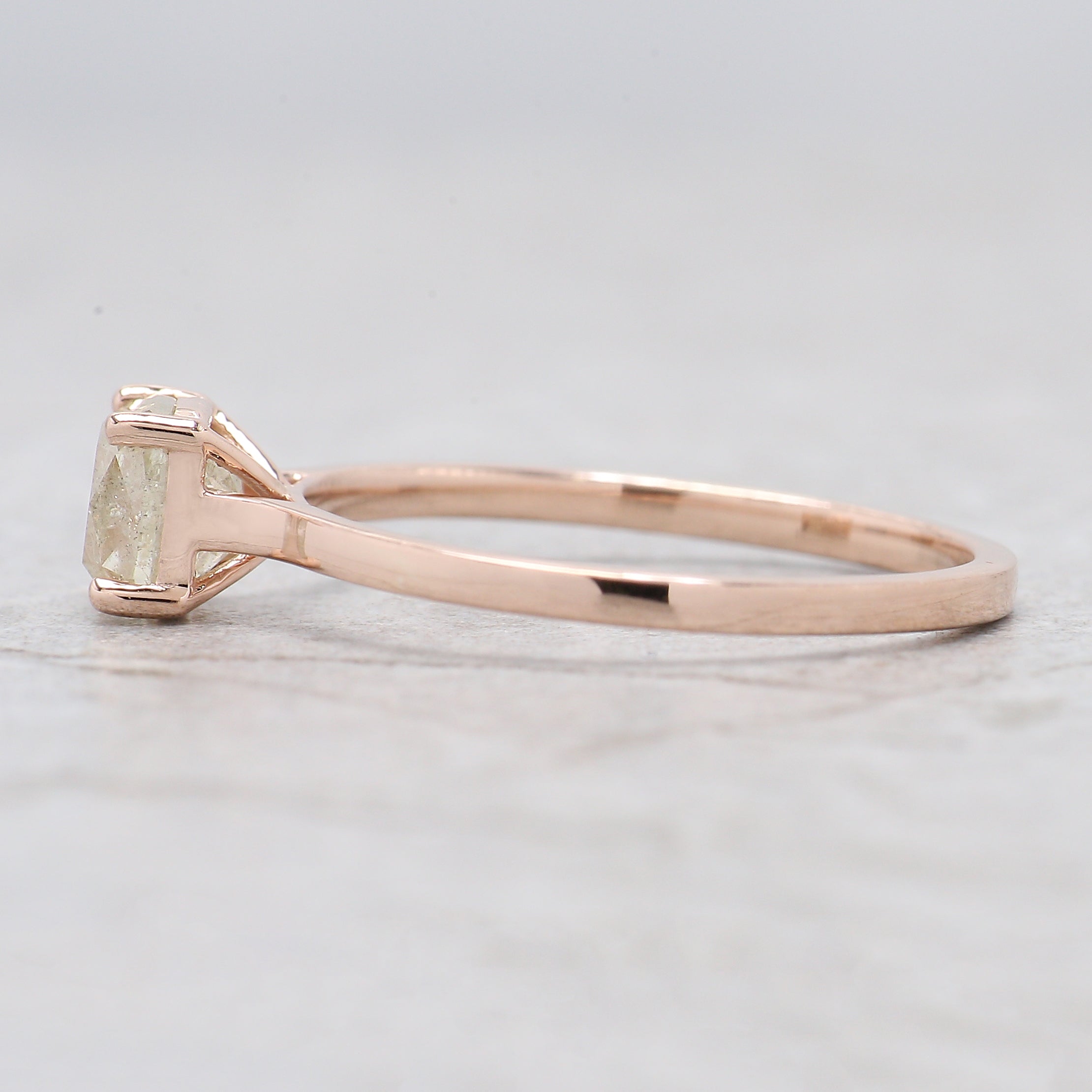 Cushion Cut Grey Color Diamond Ring 1.06 Ct 5.20 MM Cushion Diamond Ring 14K Solid Rose Gold Silver Engagement Ring Gift For Her QL5910