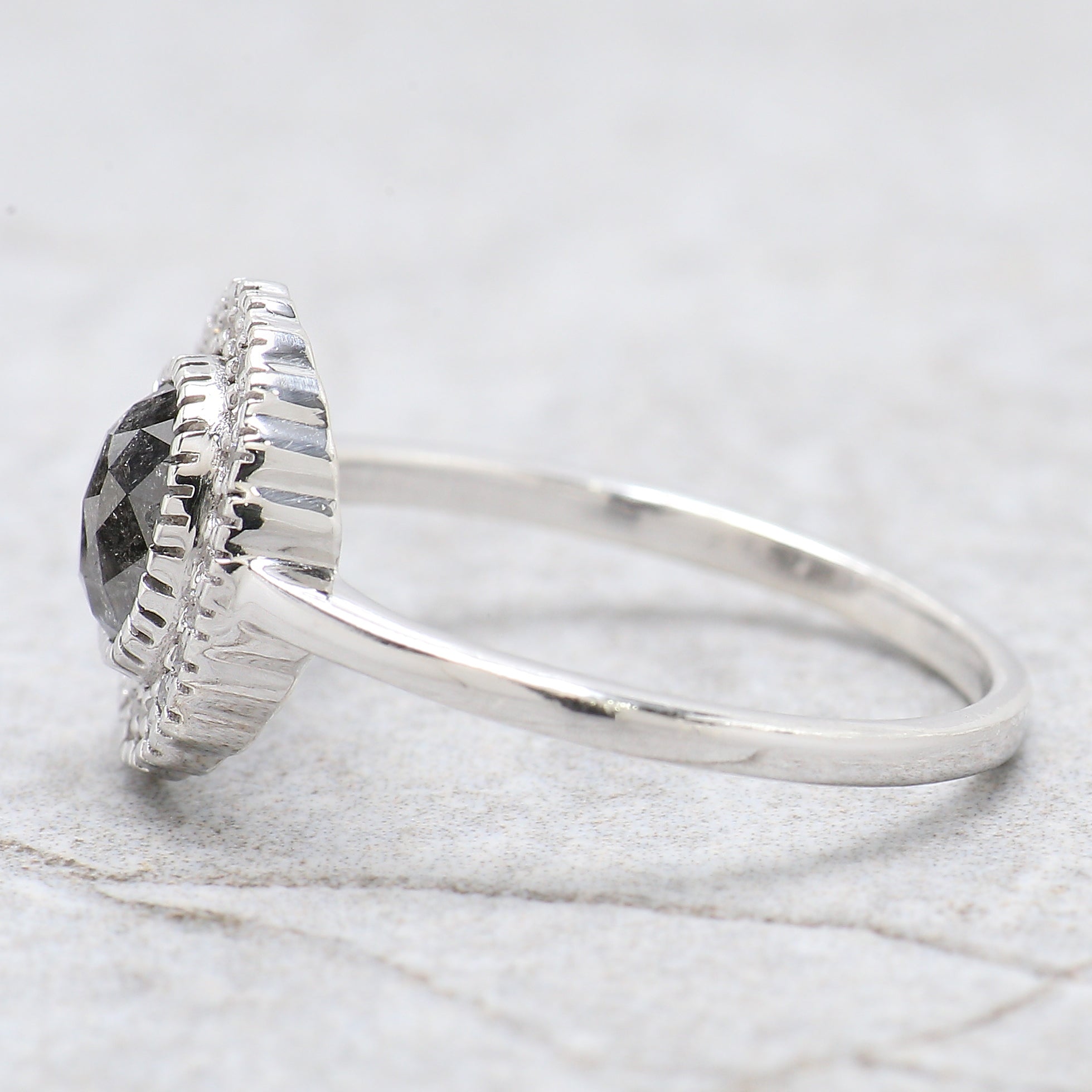 Oval Cut Salt And Pepper Diamond Ring 0.79 Ct 6.00 MM Oval Diamond Ring 14K Solid Rose Gold Silver Oval Engagement Ring Gift For Her QN1230