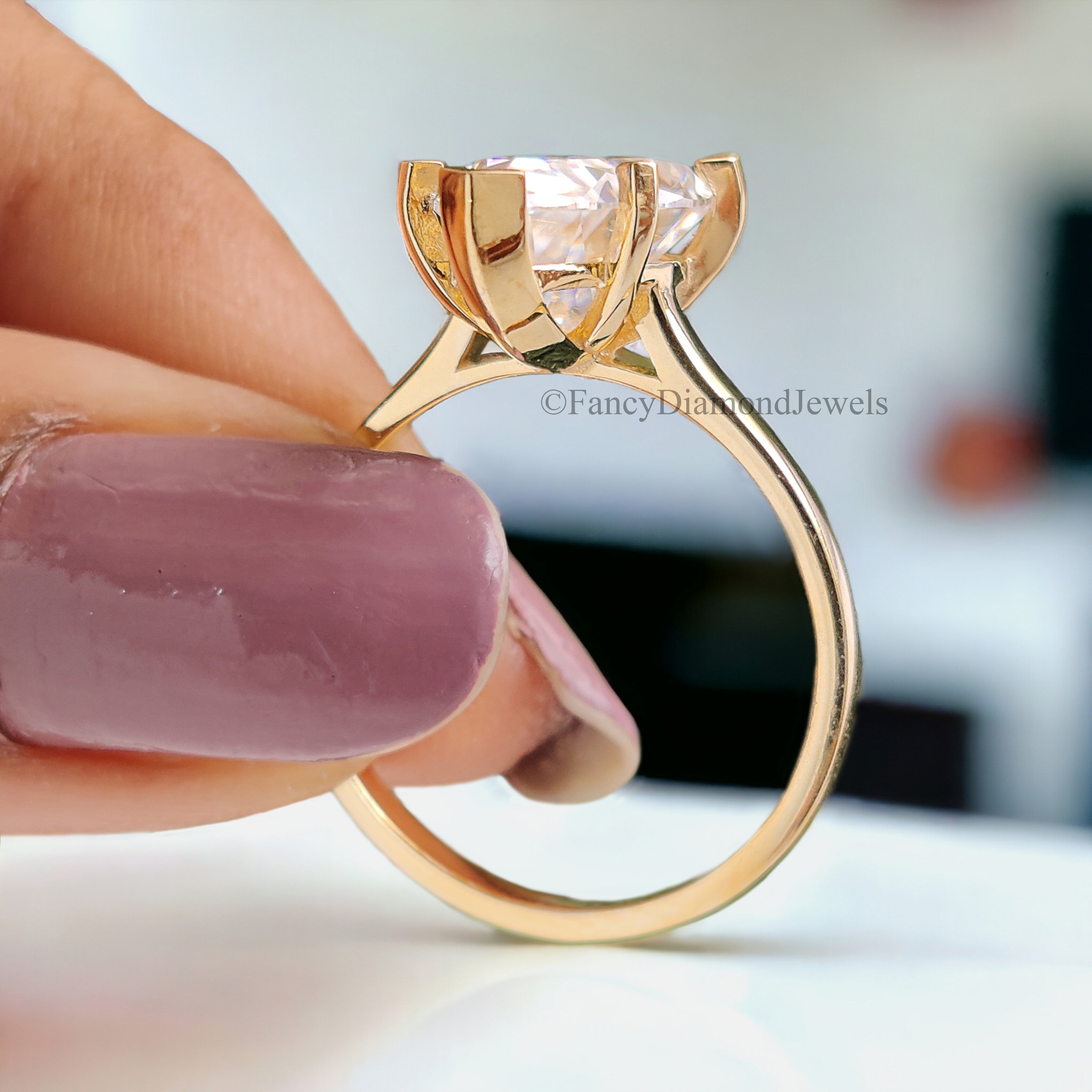 Pear Shaped Solitaire Engagement Ring 2.80 CT Pear Cut Colorless Moissanite Ring Anniversary Ring Bridal Wedding Ring Gift For Her FD210