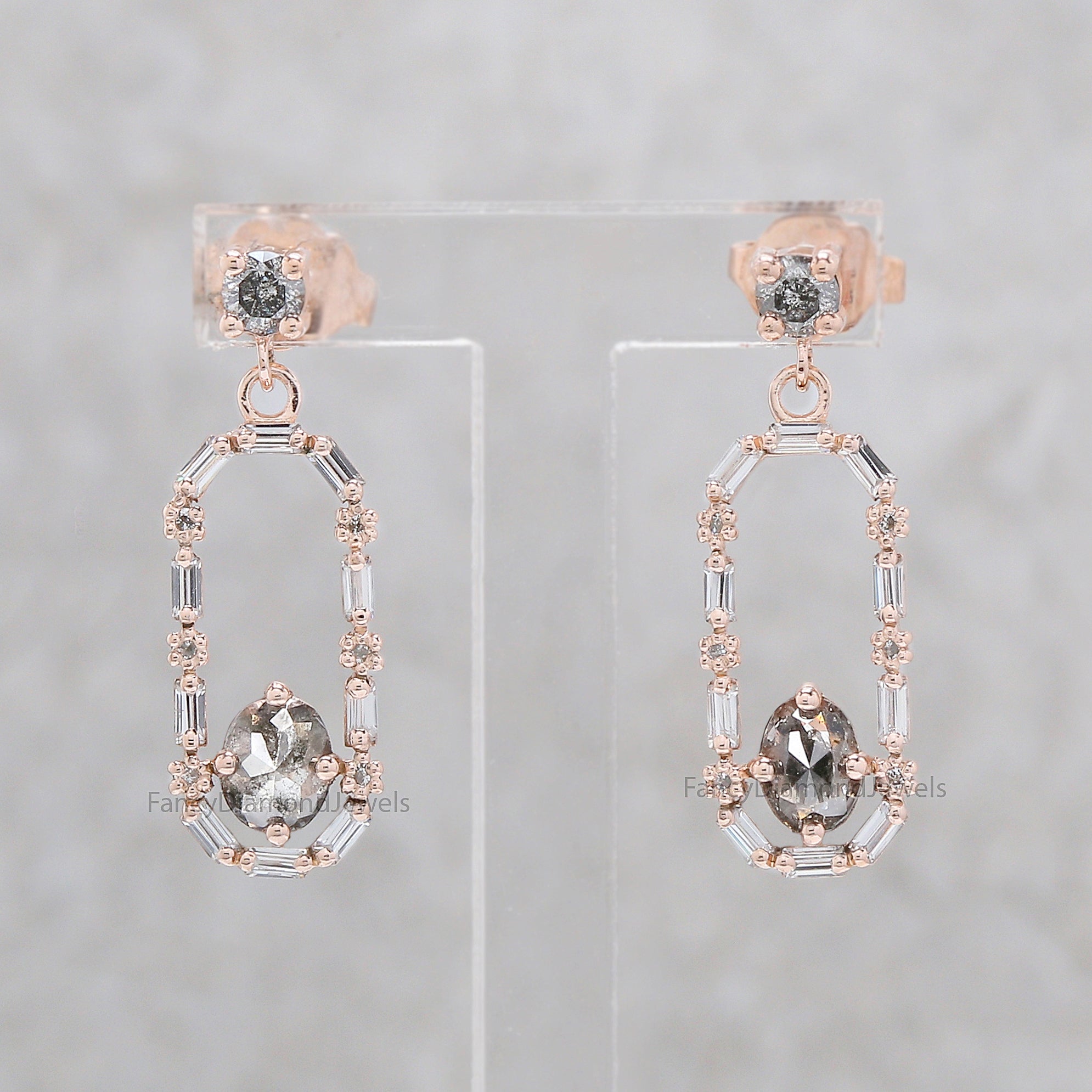 Oval Salt And Pepper Diamond Earring, Oval Shape Earring, Prong Earring, Engagement Earring, Earlobe Earrings, Earrings Jewelry, KDL502