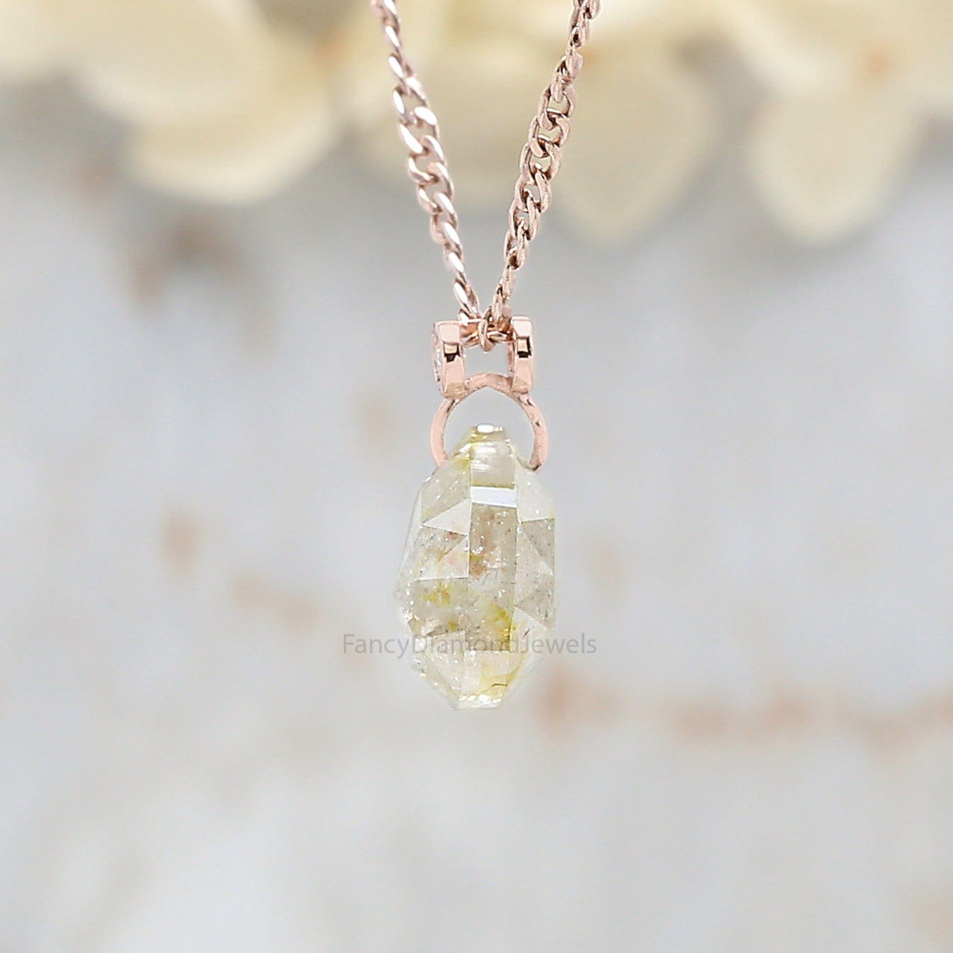 Pear Shape Grey Color Diamond Pendant 2.96 Ct 9.30 MM Pear Cut Diamond Pendant 14K Solid Rose Gold Silver Engagement Pear Pendant QL7462