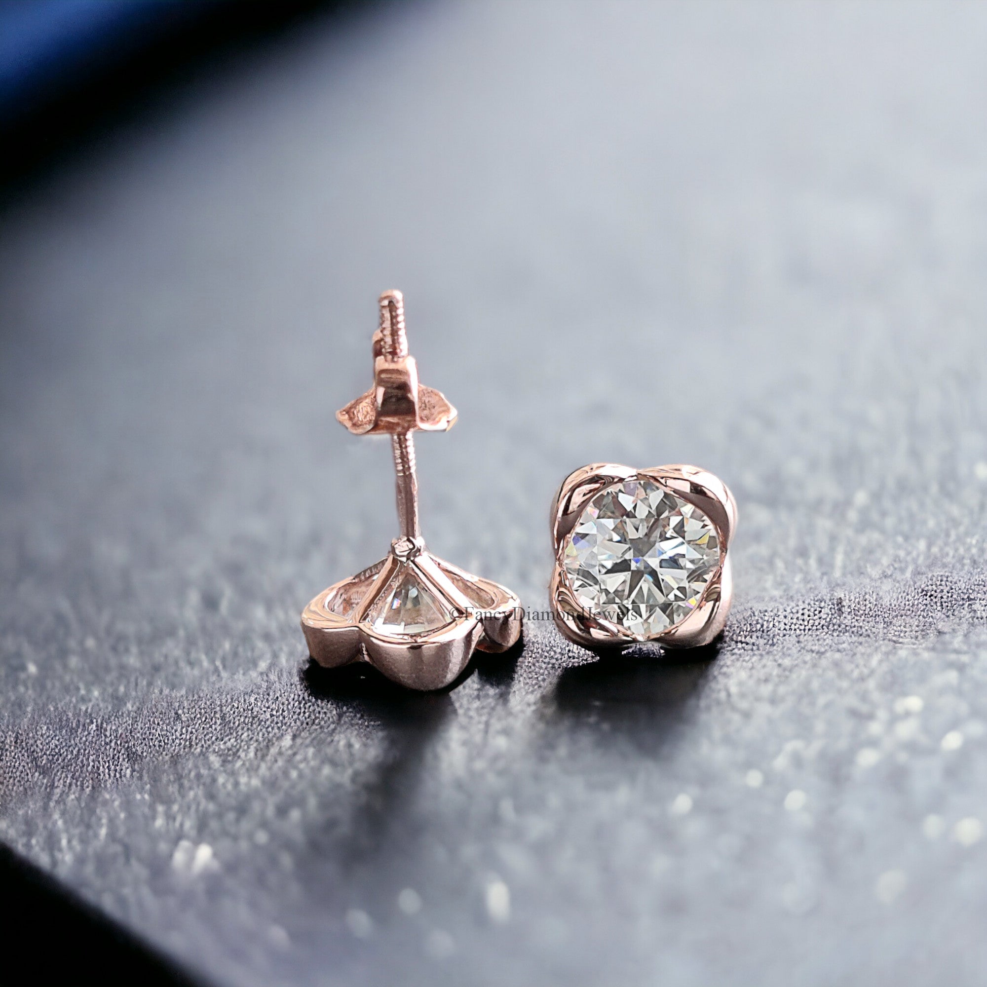 Round Brilliant Cut Earrings Colorless Moissanite Stud Earrings Screw Back Earrings Wedding Earrings Round Studs Earrings for Her FD144