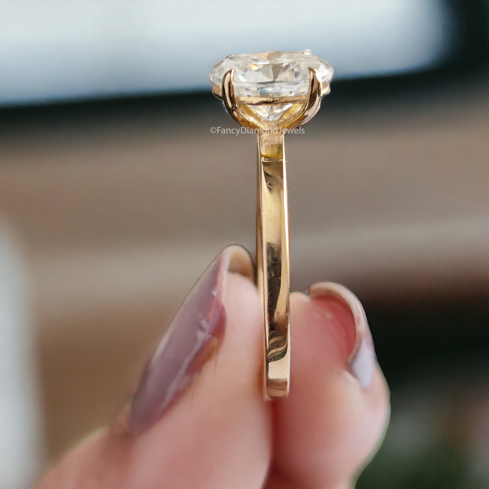 Beautiful Oval Shape Moissanite Ring Yellow Gold 10k/14k/18k 1.50 CT Oval Cut Ring Oval Wedding Engagement Ring Oval Colorless Ring FD15