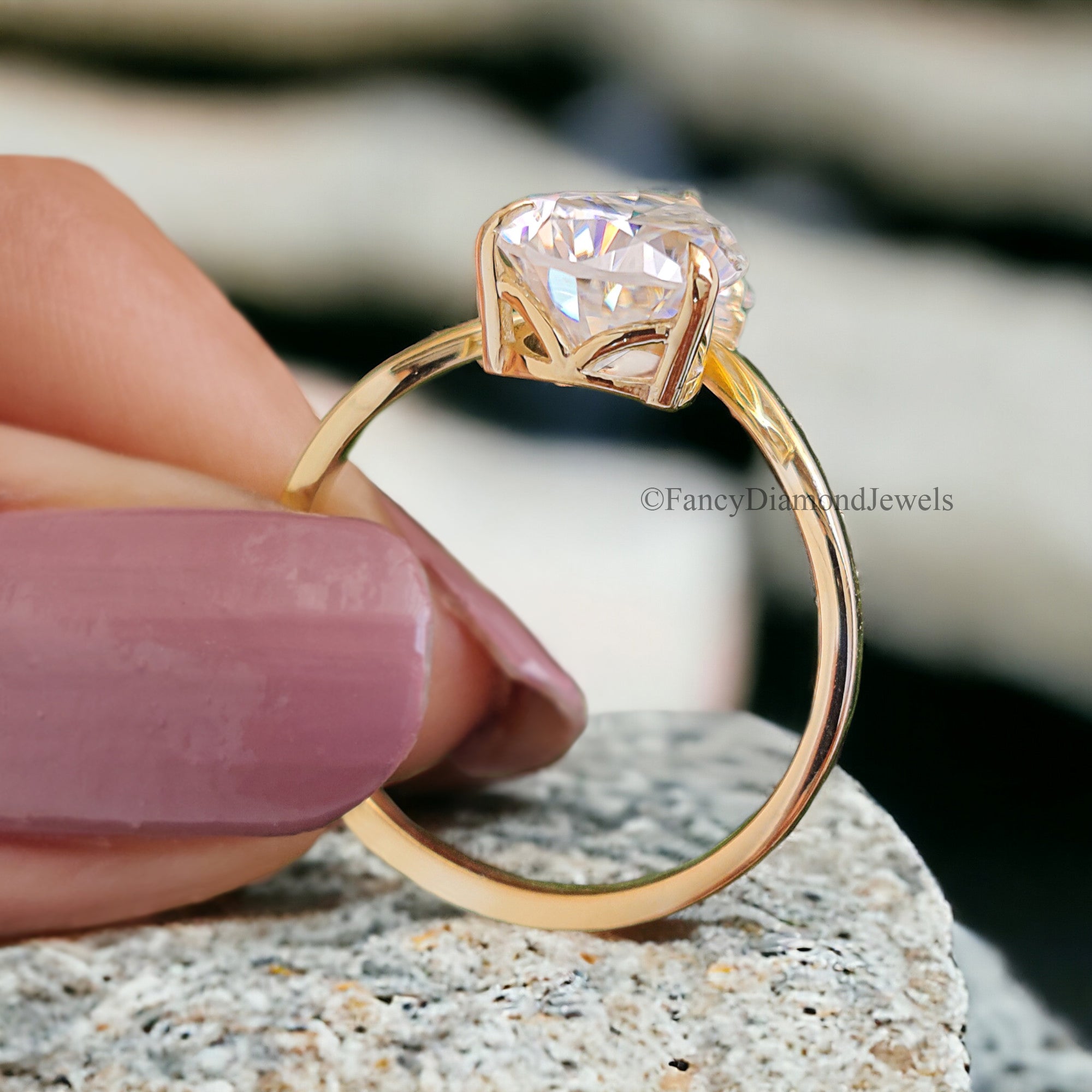 Teardrop Shape Upside Down Ring 1.90 CT Pear Cut Colorless Moissanite Engagement Ring Chevron Wedding Ring Anniversary Ring For Women FD201