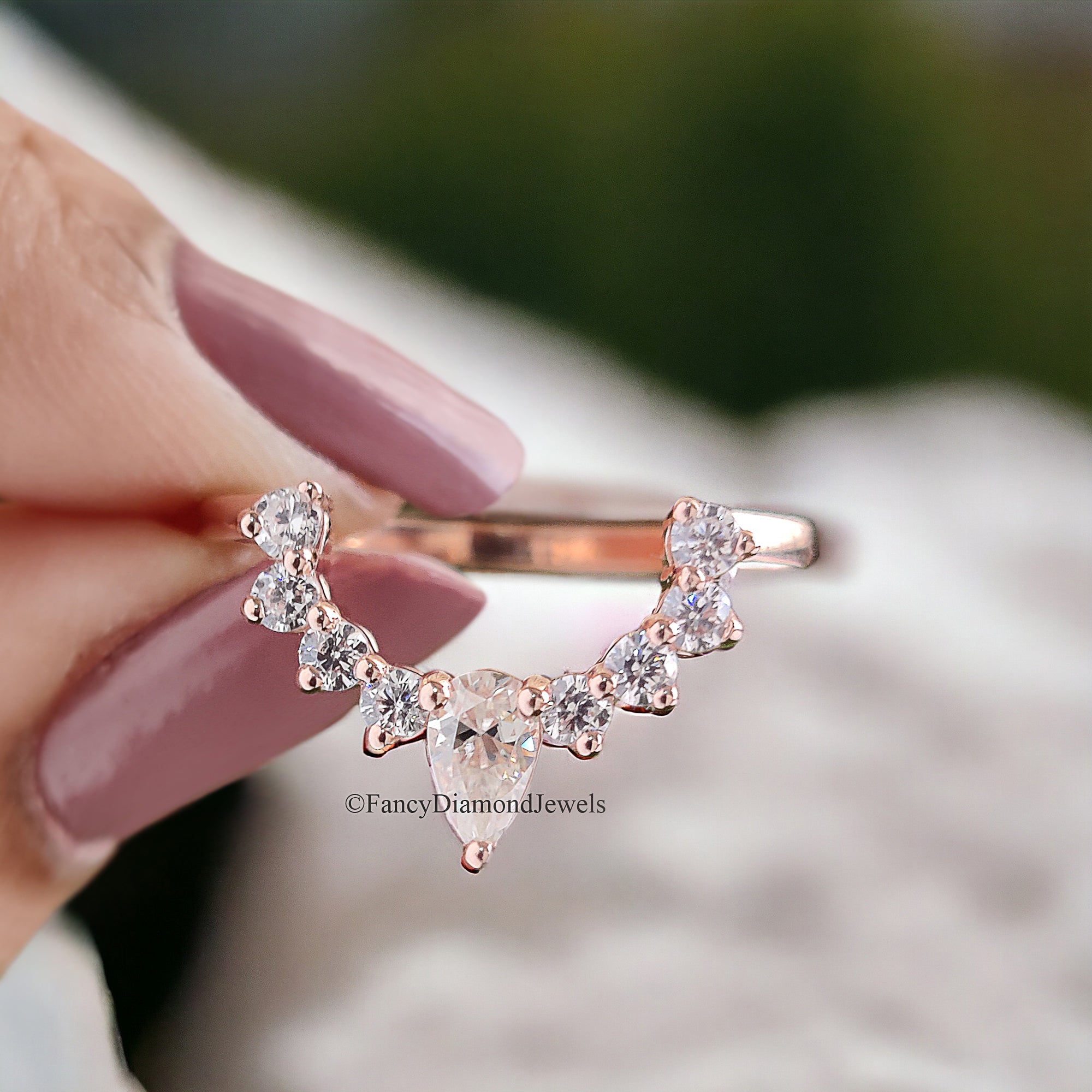Vintage Moissanite Engagement Ring Set 1.85 CT Moissanite Ring Emerald Ring Rose Gold Ring Unique Stacking Ring Diamond Cluster Ring FD90