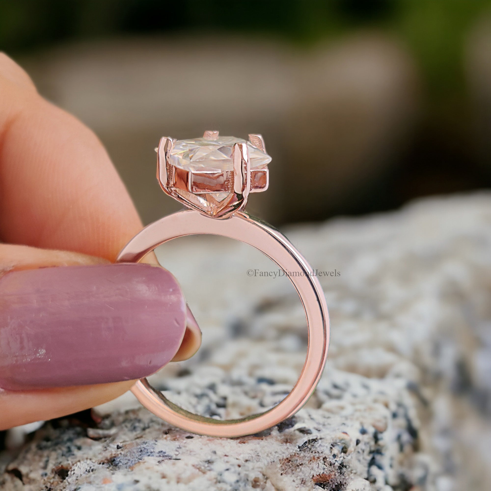 2.35 CT Kite Shape Colorless Moissanite Ring Antique Shape Tab Prong Engagement Ring Prong Set Wedding Ring Anniversary Gift For Her FD158