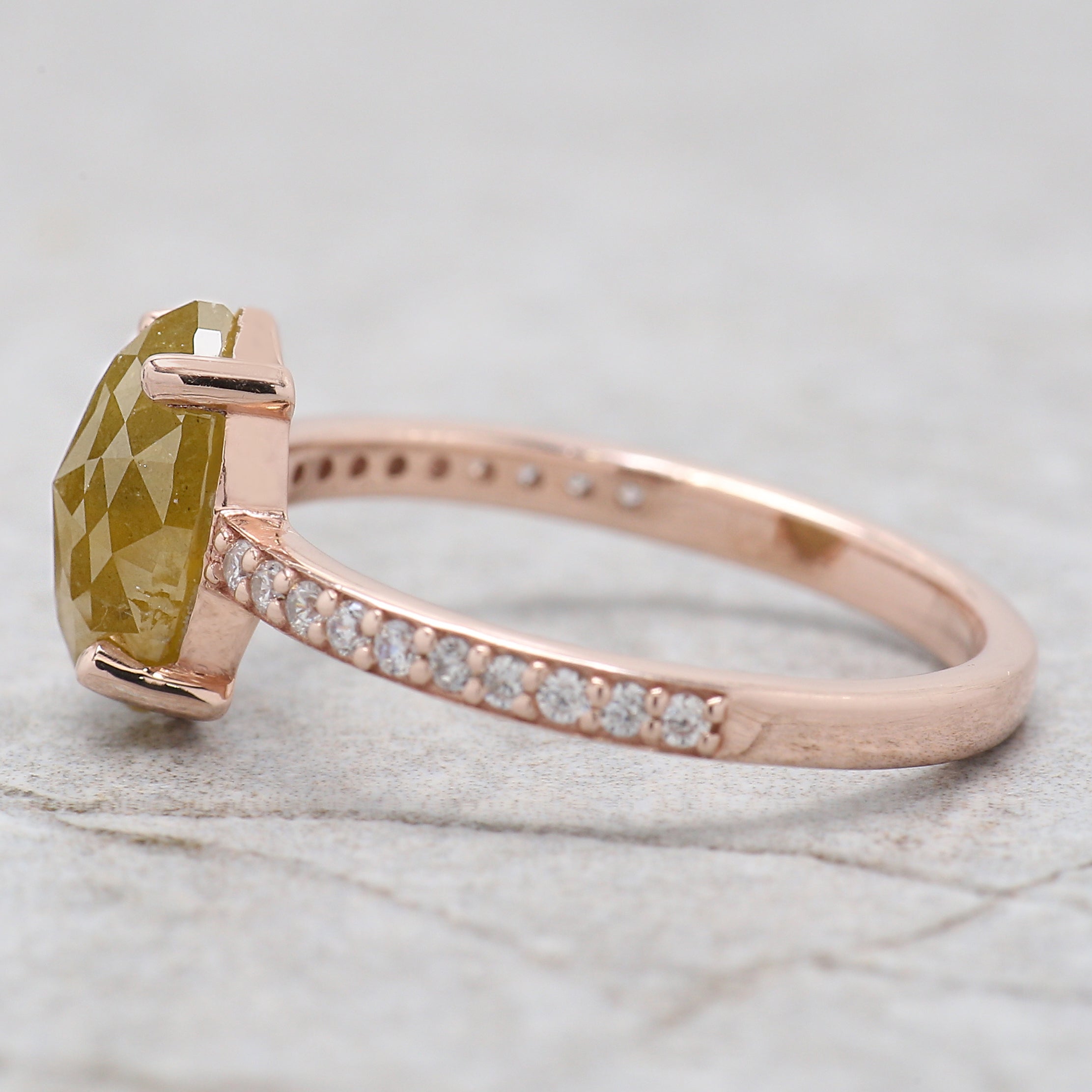 Marquise Shape Yellow Color Diamond Ring 2.04 Ct 9.62 MM Marquise Cut Diamond Ring 14K Rose Gold Silver Engagement Ring Gift For Her QL2127