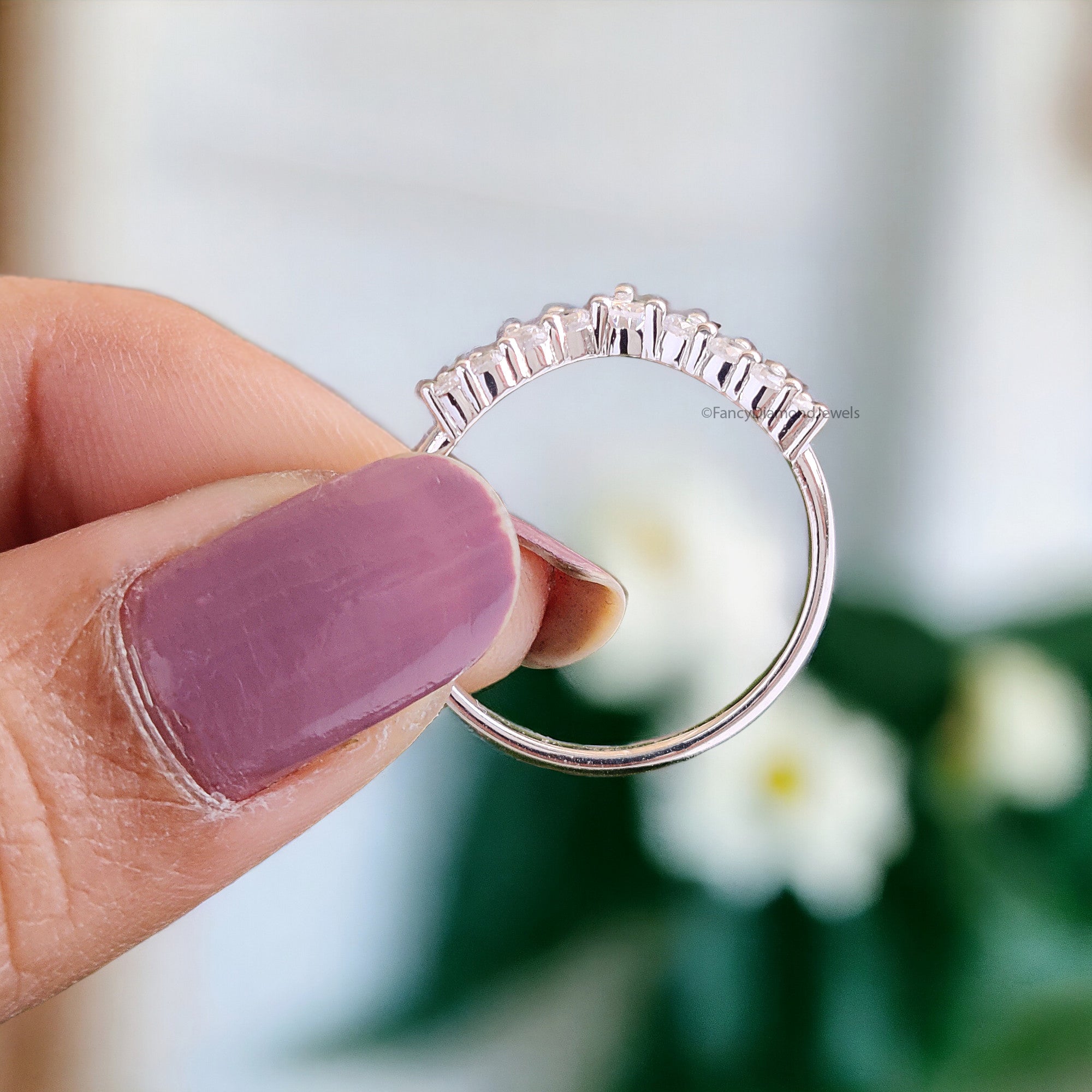 0.23 CT Pear Cut Moissanite with side Round Brilliant Cut Moissanite Diamond Tiara Wedding Band Anniversary Gift for Her Bridal Band FD36