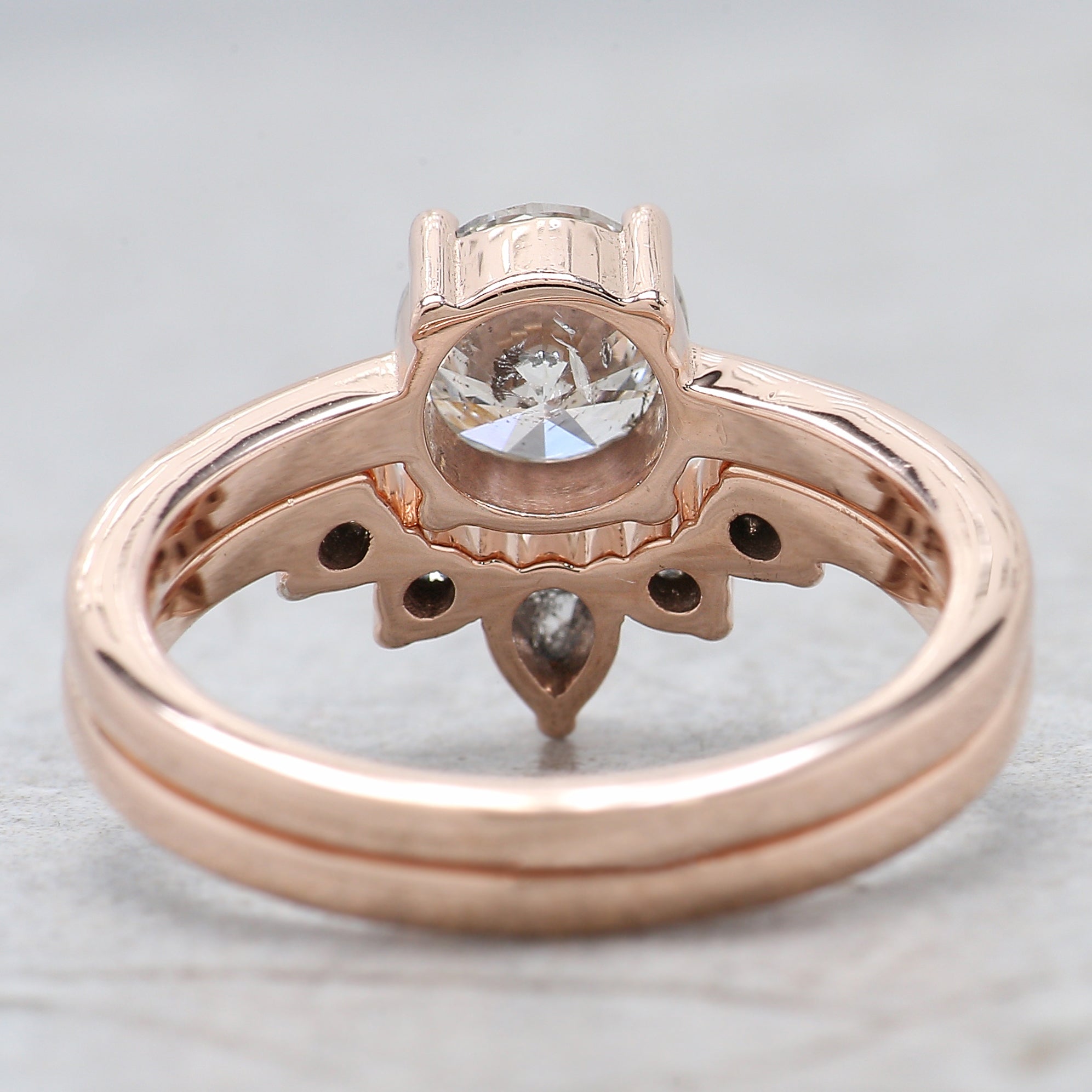 Round Cut Salt And Pepper Diamond Ring 1.10 Ct 6.22 MM Round Diamond Ring 14K Solid Rose Gold Silver Engagement Ring Gift For Her QL2674