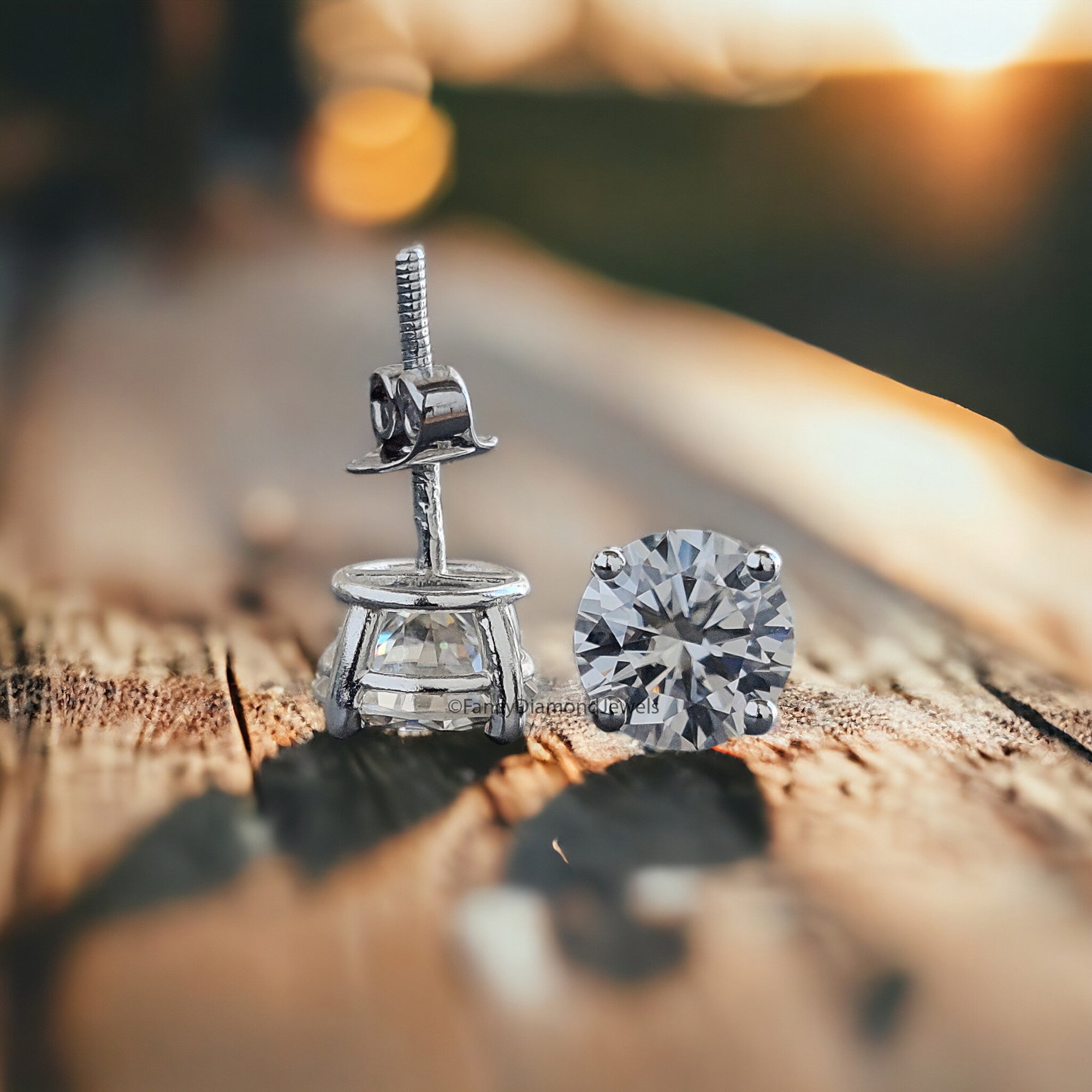 6.50 MM Round Brilliant Cut Earring Colorless Moissanite Stud Earrings Screw Back Earrings Wedding Earring Round Studs Earrings for Her FD25