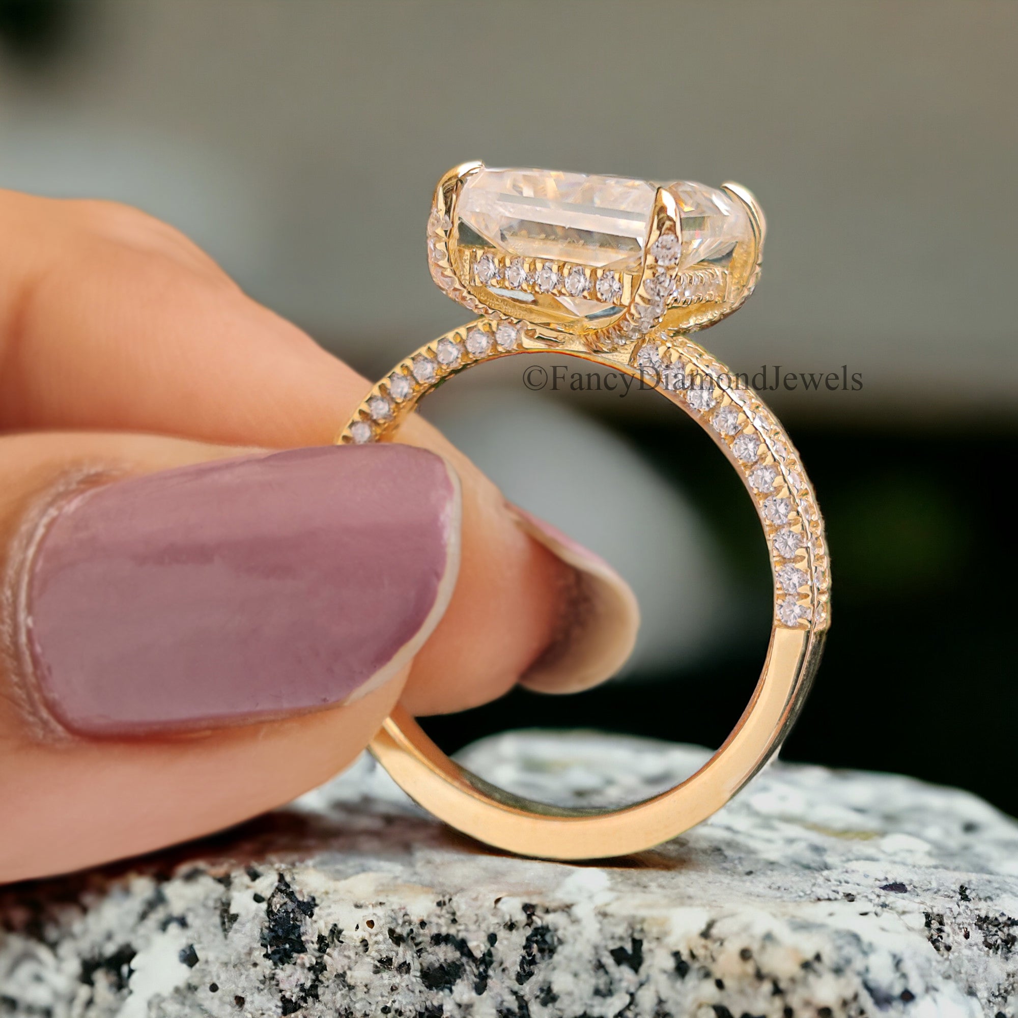 Hidden Halo Ring 3.00 CT Princess Moissanite Engagement Ring Three Row Pave Set Ring Women Wedding Ring Anniversary Gift Ring For Her FD214