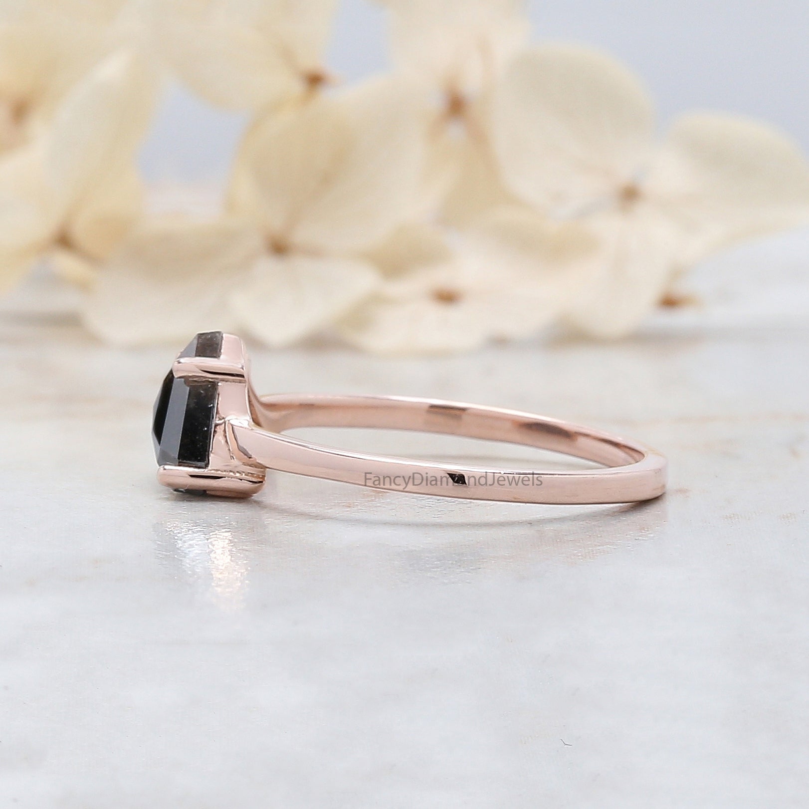 Shield Shape Brown Color Diamond Ring 1.18 Ct 6.25 MM Shield Diamond Ring 14K Solid Rose Gold Silver Engagement Ring Gift For Her QN9124