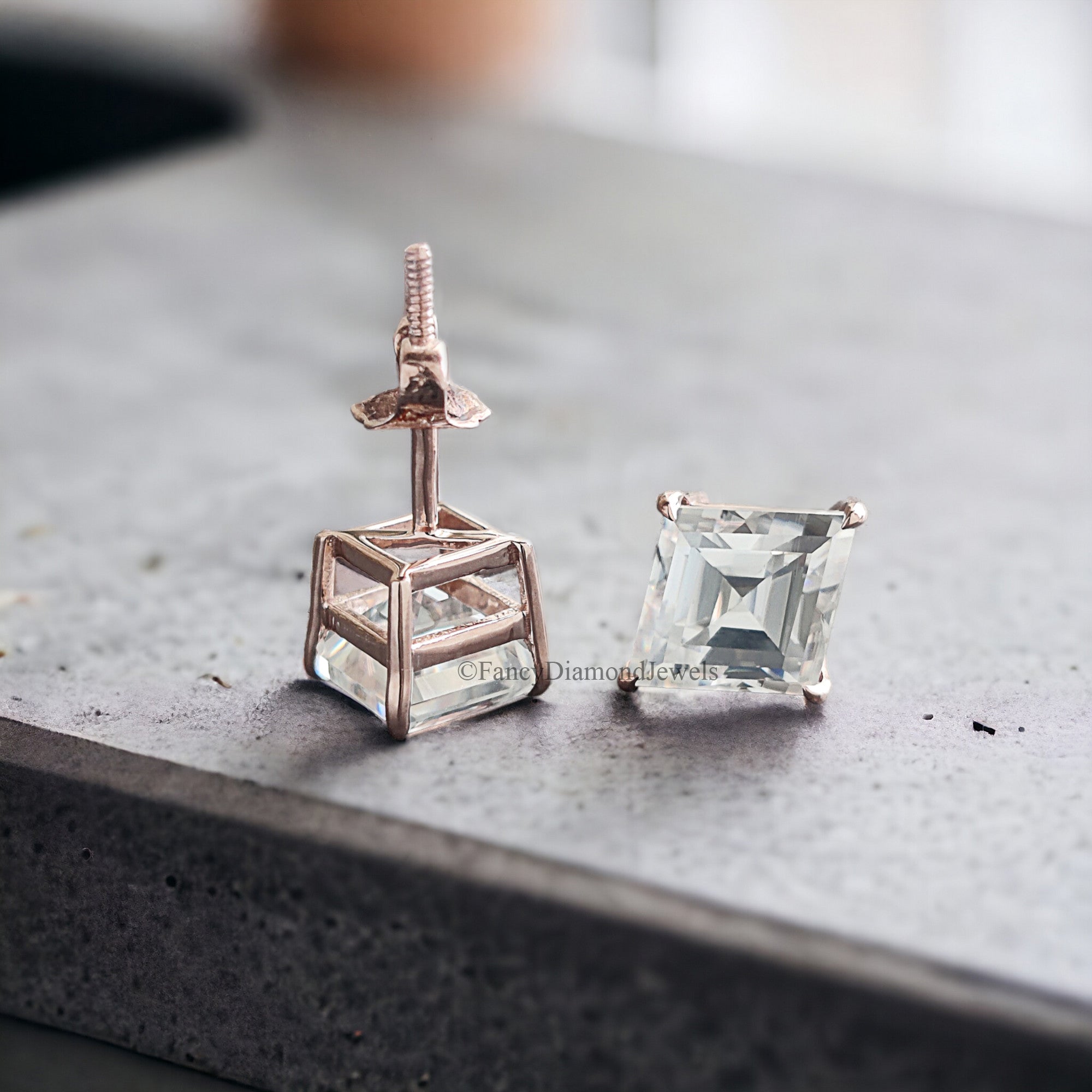 Moissanite Stud Earrings Kite Cut Moissanite Wedding Earrings 3.40 TCW Colorless Moissanite Kite Screw Back Earrings Gift For Women FD217