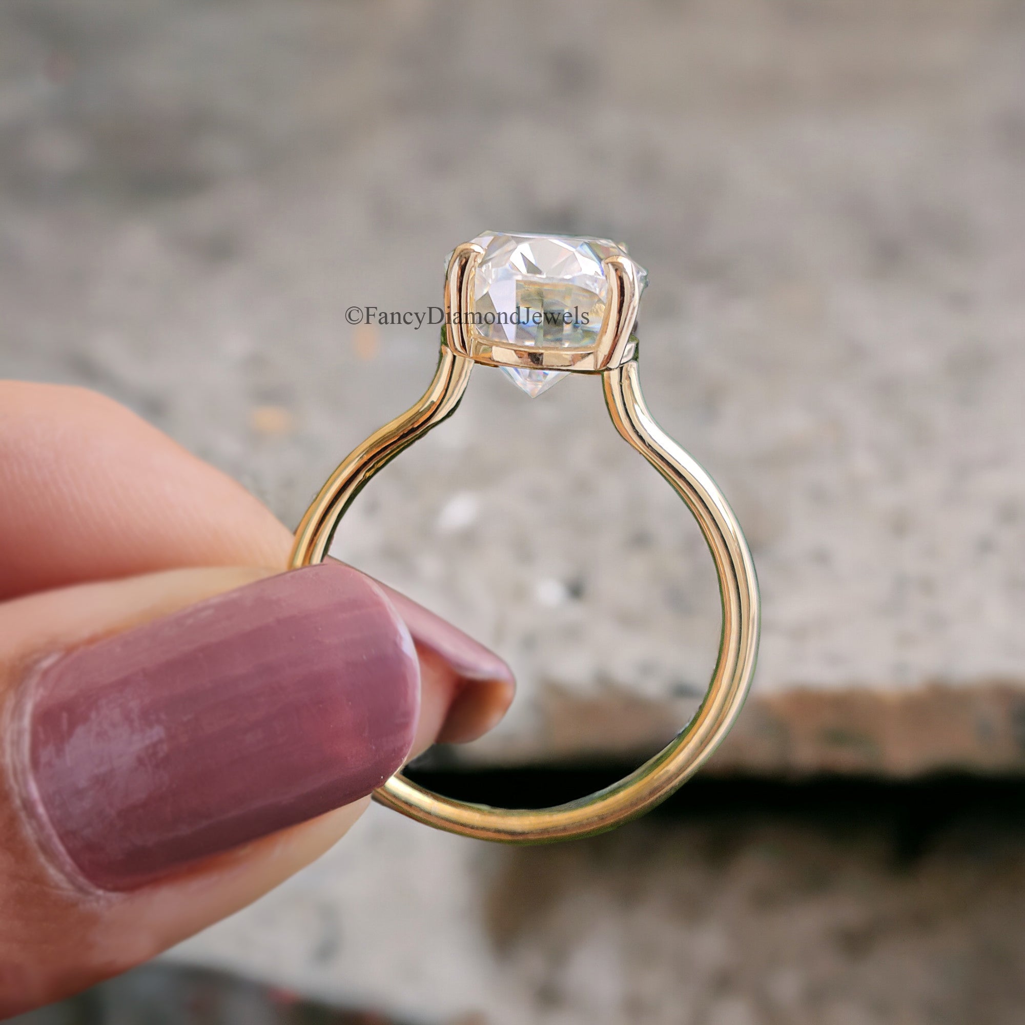 4.15 CT Moval Near Colorless Moissanite Engagement Ring Antique Elongated Oval Moissanite Ring Open Gap Solitaire Wedding Ring for Her FD71