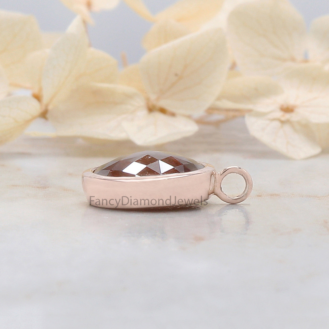 Oval Brown Color Diamond Pendant, Unique Diamond Pendant, Brown Diamond Pendant, Brown Oval Shape Pendant, Dangling Diamond Pendant, KDL7876