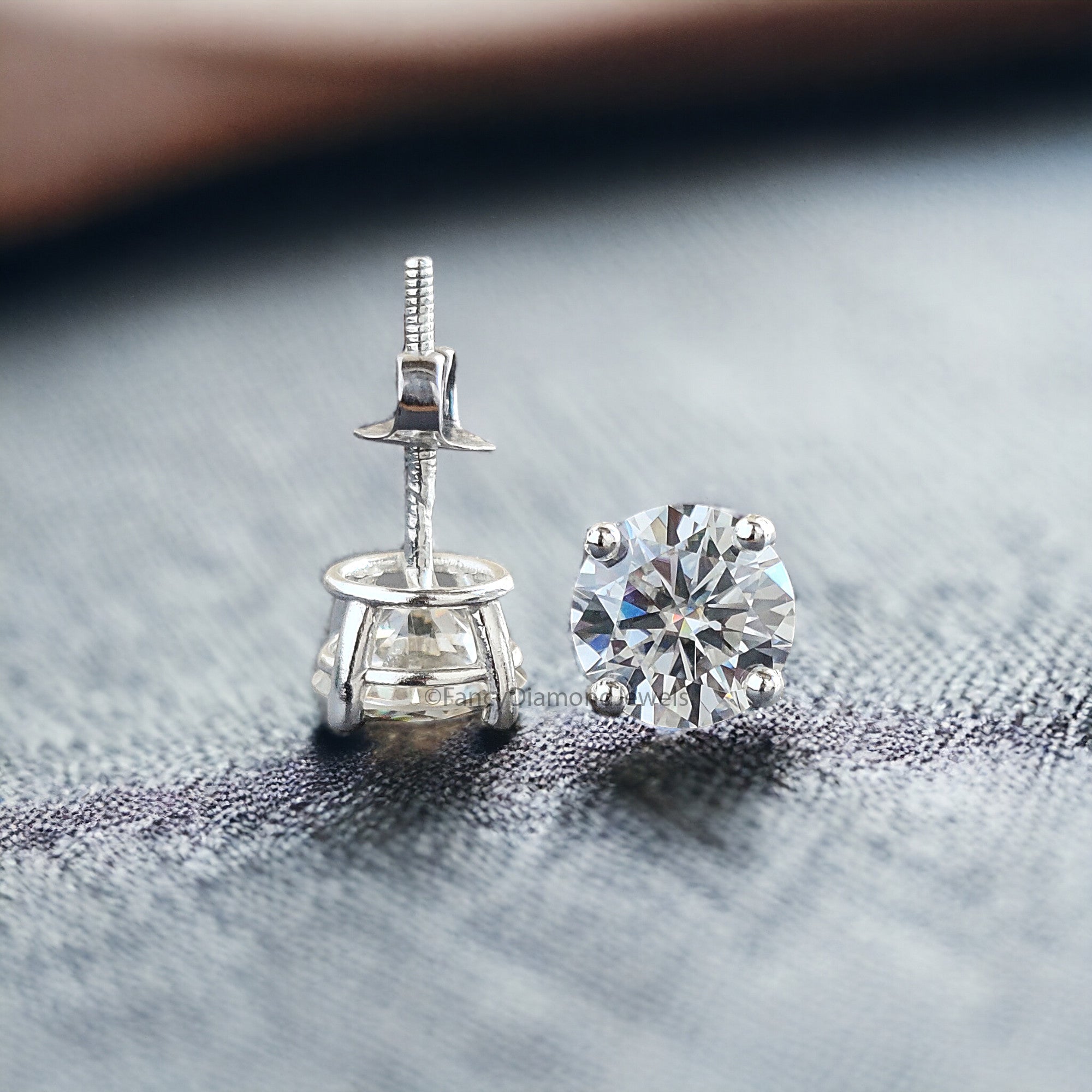 7 MM Round Brilliant Cut Earrings Colorless Moissanite Stud Earrings Screw Back Earrings Wedding Earrings Round Studs Earrings for Her FD26