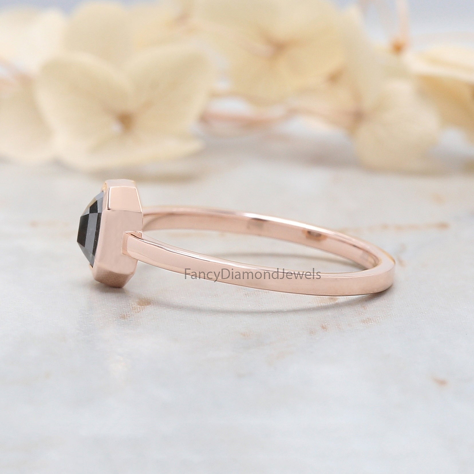 Emerald salt and pepper Diamond Ring, Salt and pepper Emerald Diamond Engagement Ring, Emerald Diamond Ring, Emerald Shape Ring, KD1147