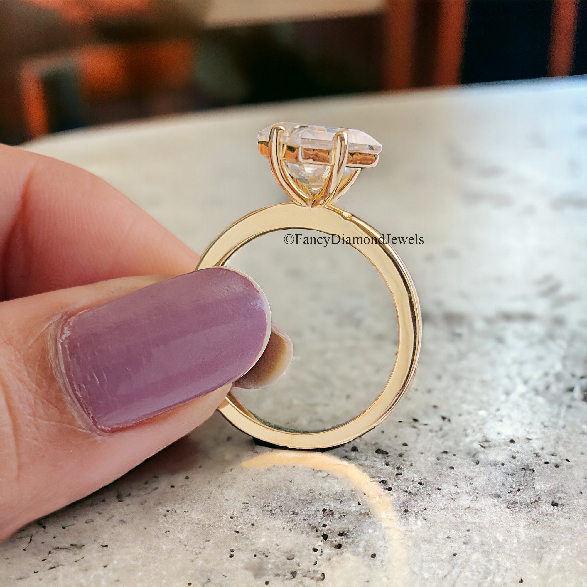 Kite 2.10 CT Lozenge Cut Near Colorless Moissanite Ring Prong Set Solitaire Engagement Ring Unique Wedding Ring Anniversary Gift FD99