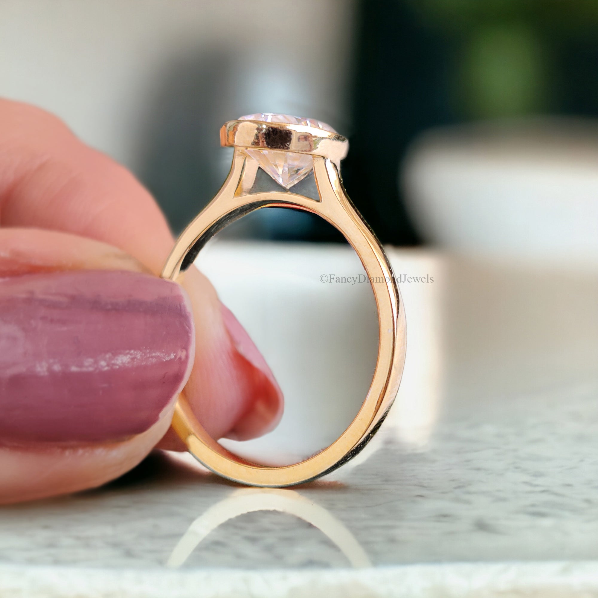 Oval Moissanite Bridesmaid Ring Colorless Moissanite Proposal Ring Bezel Set Anniversary Ring Solitaire Moissanite Engagement Ring FD138