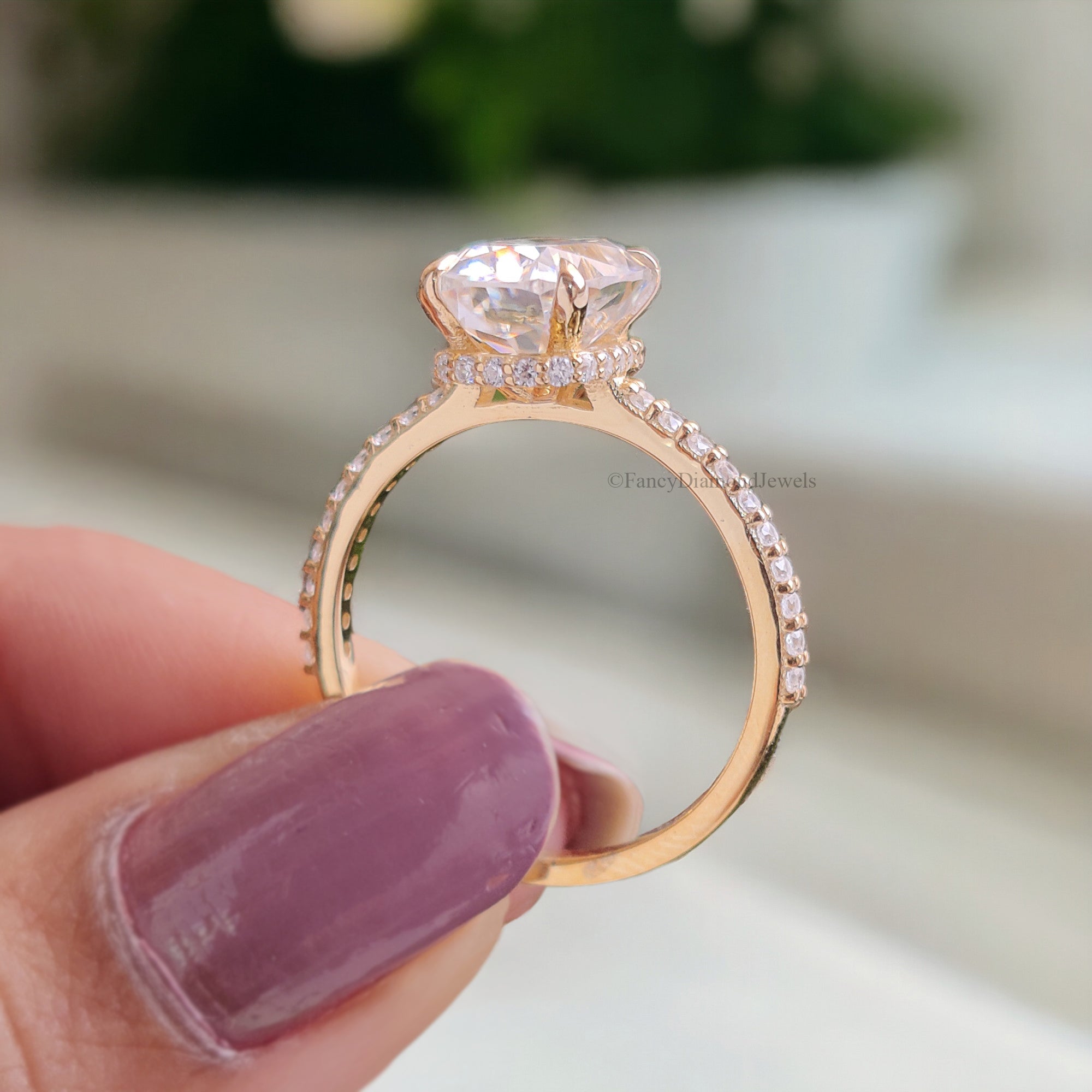 2.30 CT Cushion Ice Crushed Colorless Moissanite Engagement Ring Hidden Halo Ring Claw Prongs Solid White Gold Ring Wedding Ring Set FD116