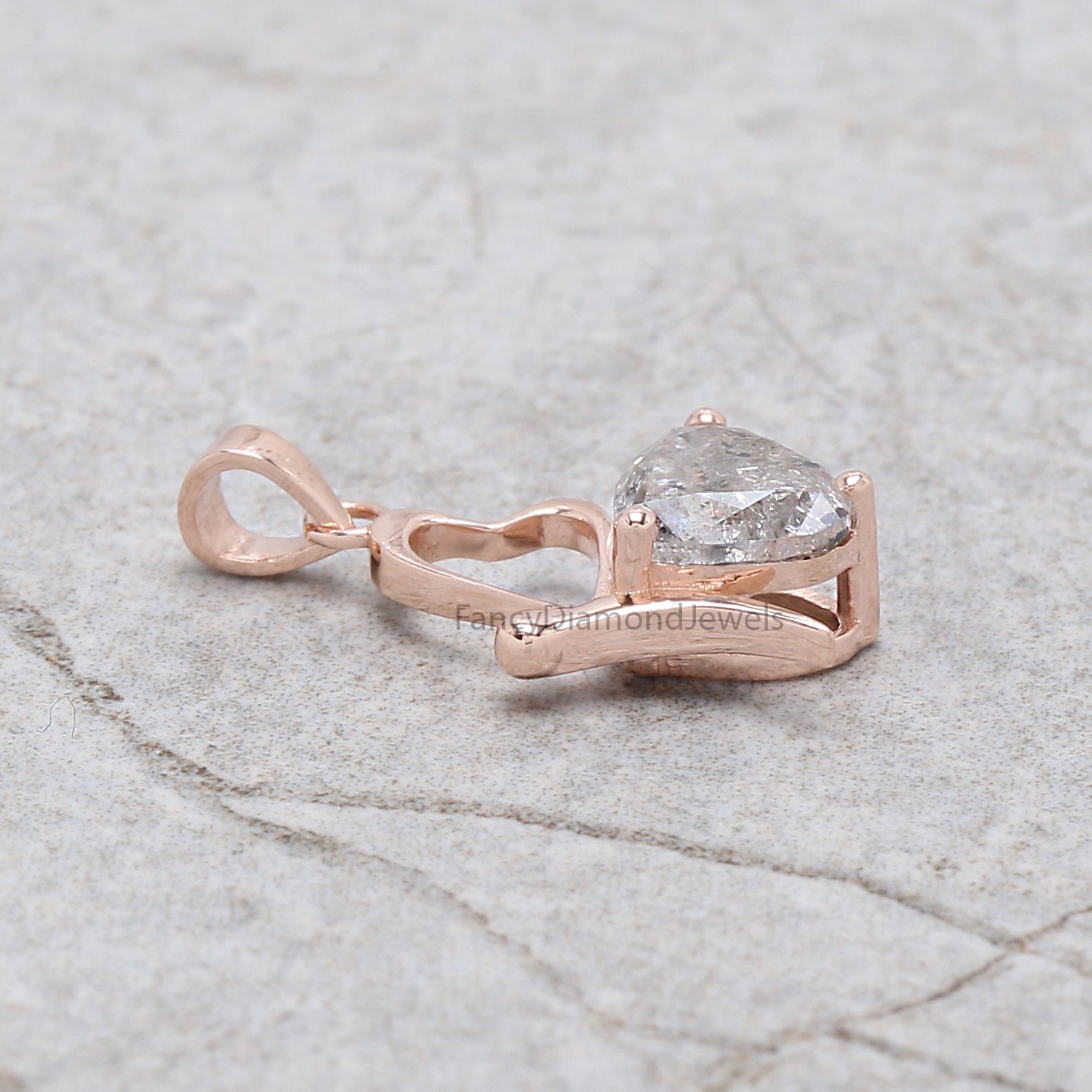 Heart Cut Salt And Pepper Diamond Pendant 1.15 Ct 6.20 MM Heart Diamond Pendant 14K Rose Gold Silver Engagement Pendant Gift For Her QL2571