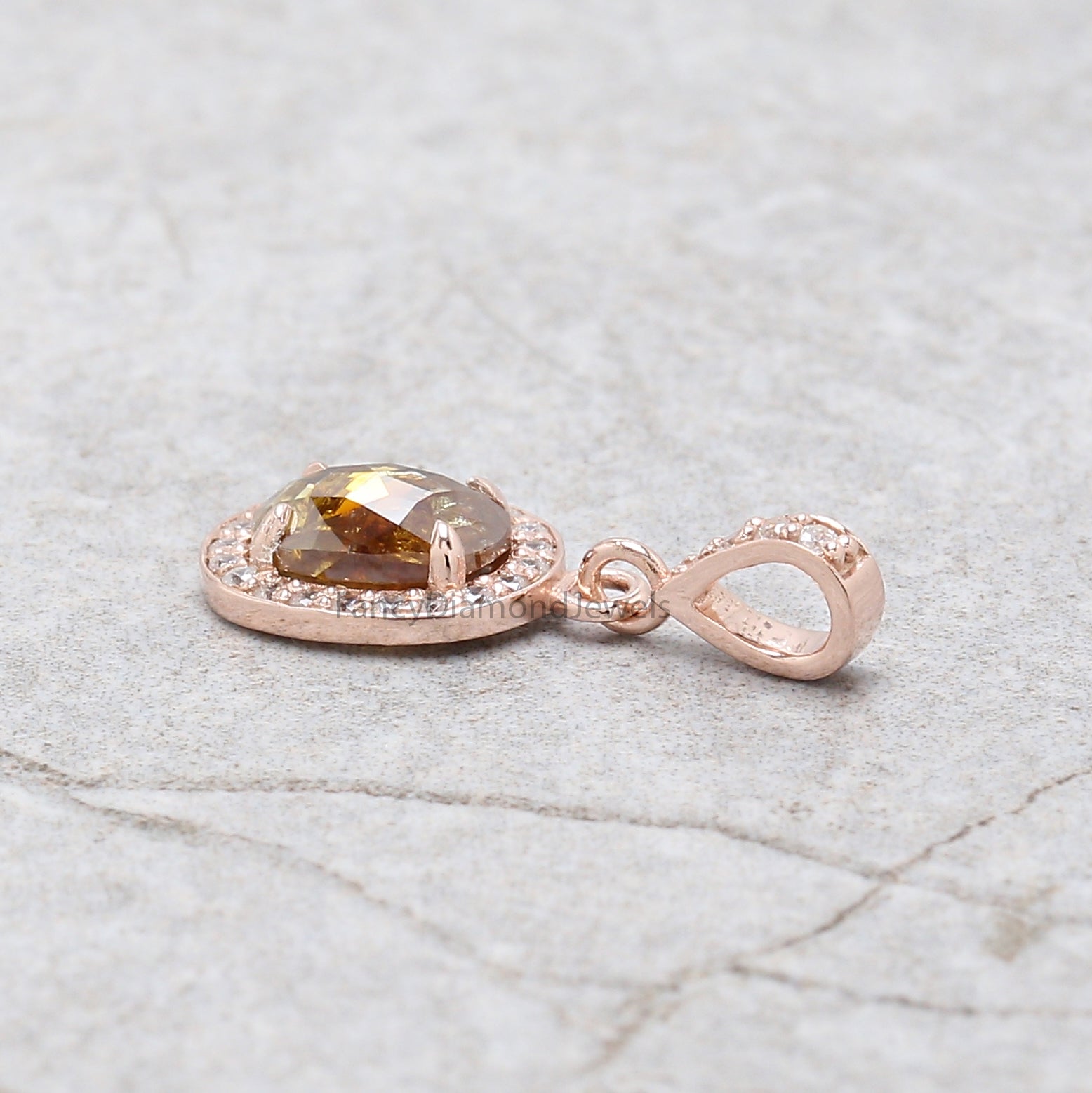 Oval Shape Yellow Color Diamond Pendant 0.91 Ct 7.05 MM Oval Cut Diamond Pendant 14K Solid Rose Gold Silver Engagement Oval Pendant QN1052