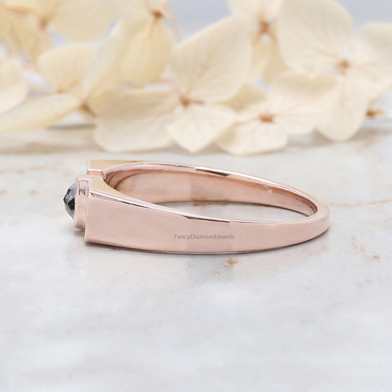 Pear Salt And Pepper Diamond Band, Salt And Pepper Pear Diamond Engagement Band, Pear Shape Diamond Band, Pear Cut Diamond Band, KD1186