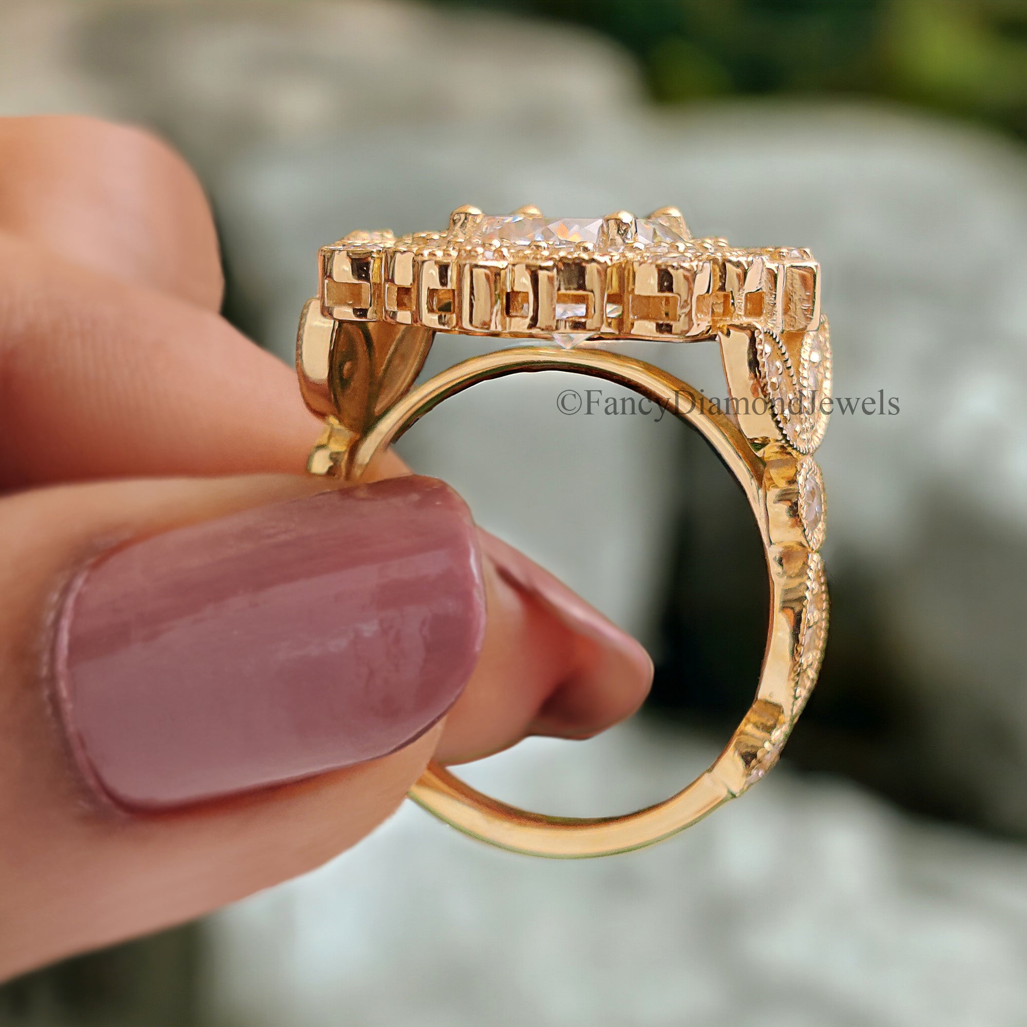 Vintage Filigree Engagement Ring Handmade Portuguese Cut Moissanite With Halo Design Perfect For Luxury Wedding Anniversary Gifts FD218