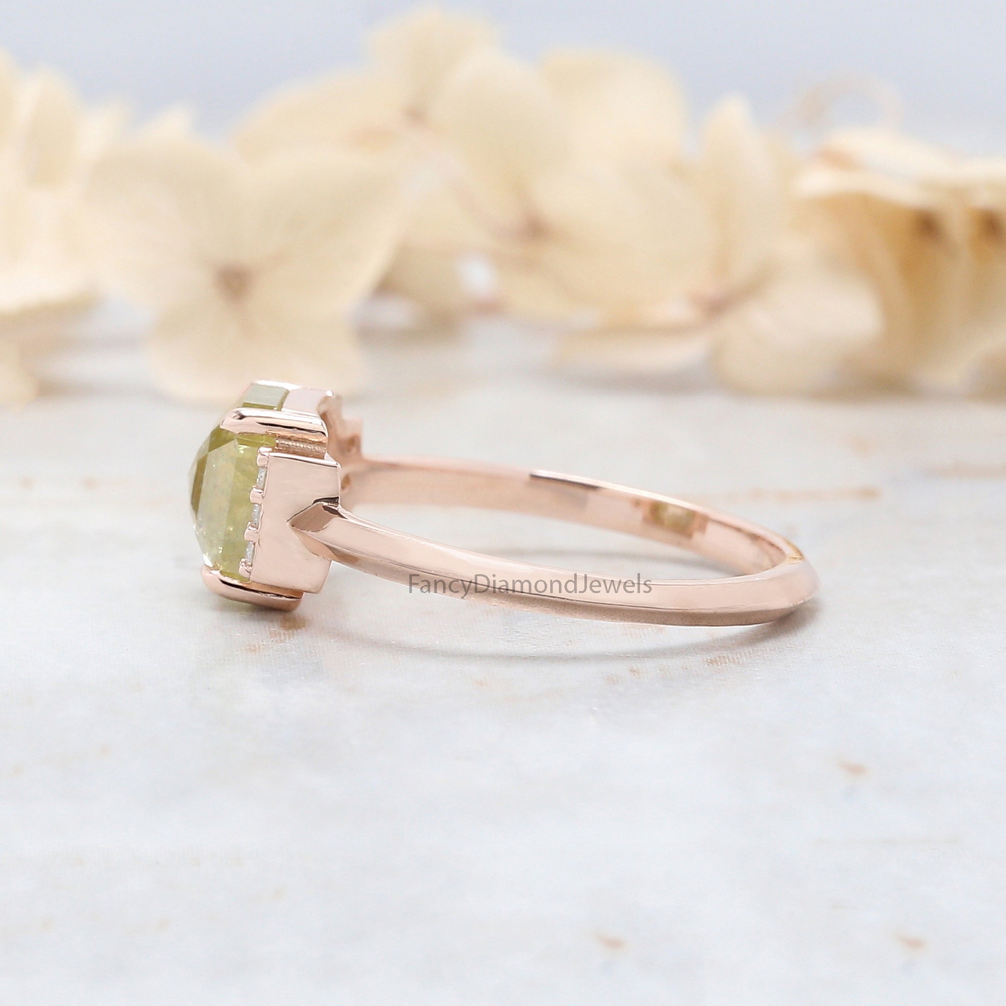 Emerald Cut Yellow Color Diamond Ring 1.69 Ct 6.90 MM Emerald Shape Diamond Ring 14K Rose Gold Silver Engagement Ring Gift For Her QL3097