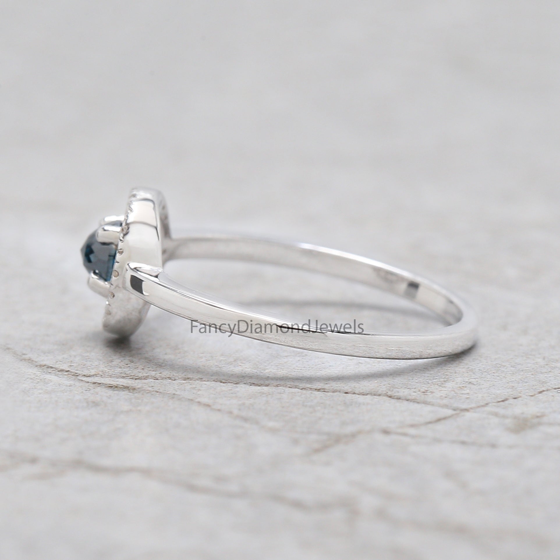 Round Rose Cut Blue Color Diamond Ring, Blue Rose Cut Diamond Engagement Ring, Rose Cut Diamond Ring, Round Rose Cut Shape Ring, KD1131