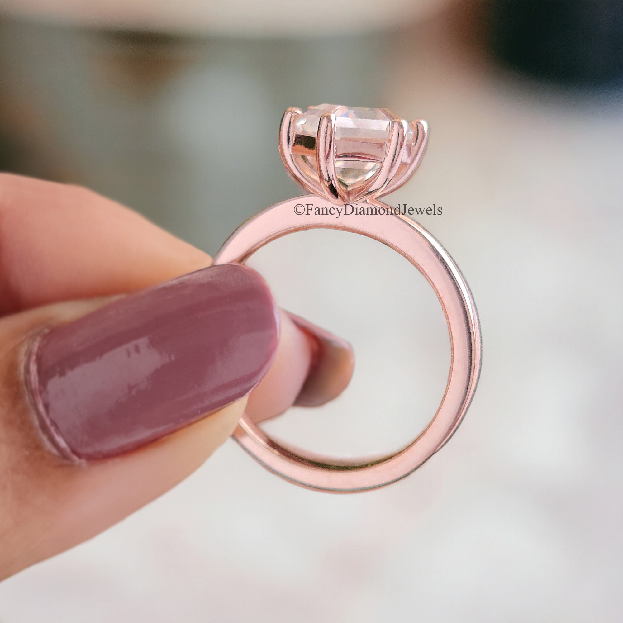 Moissanite Solitaire Engagement Ring 2.20 CT Hexagon Cut Moissanite Ring Round Prong Ring For Women Promise Ring Gift For Her Ring FD88