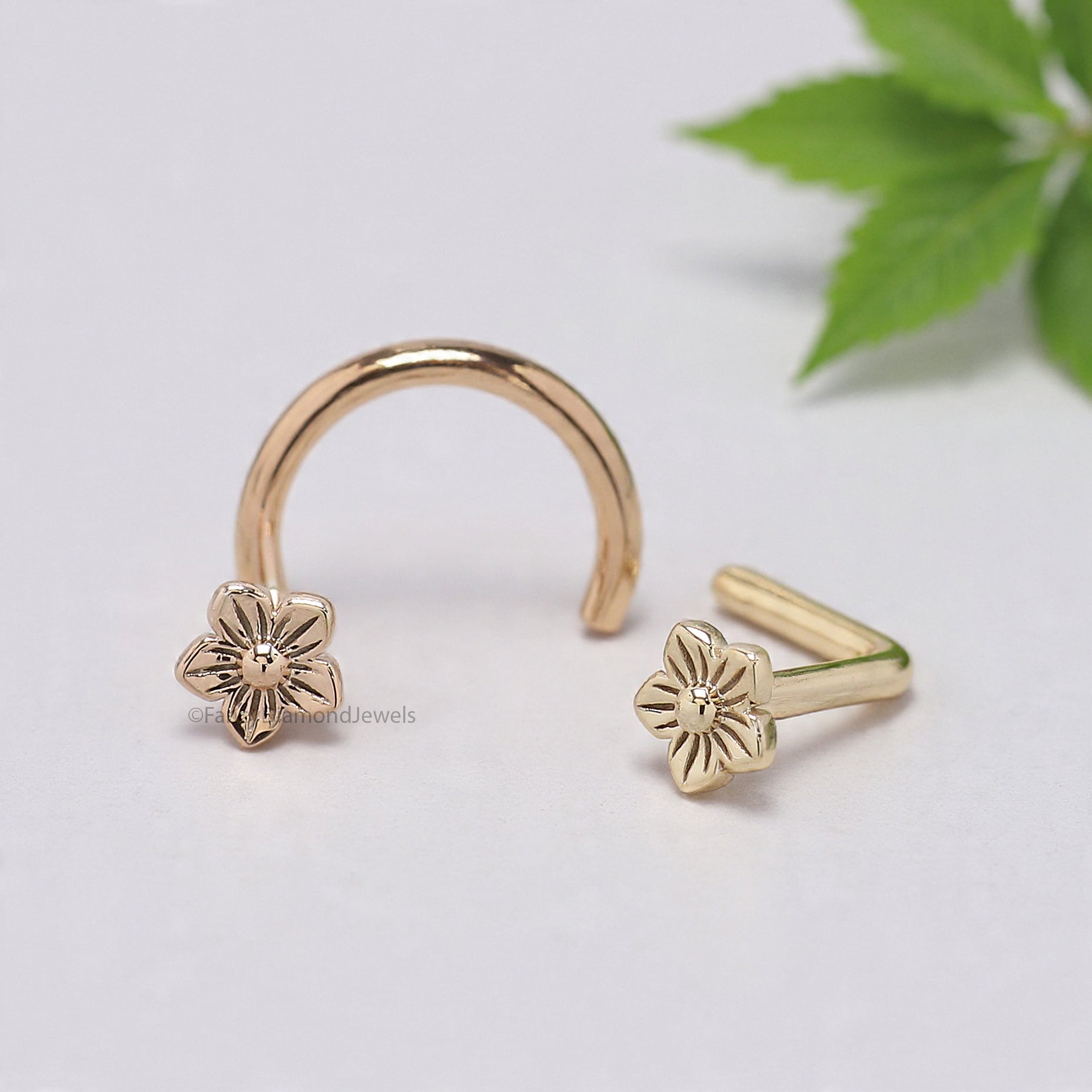 Flower Nose Stud Unique Nose Ring Flower Nose Piercing Gold Rose Gold Sterling Silver Nose Stud Small Tiny Nose Ring FD484