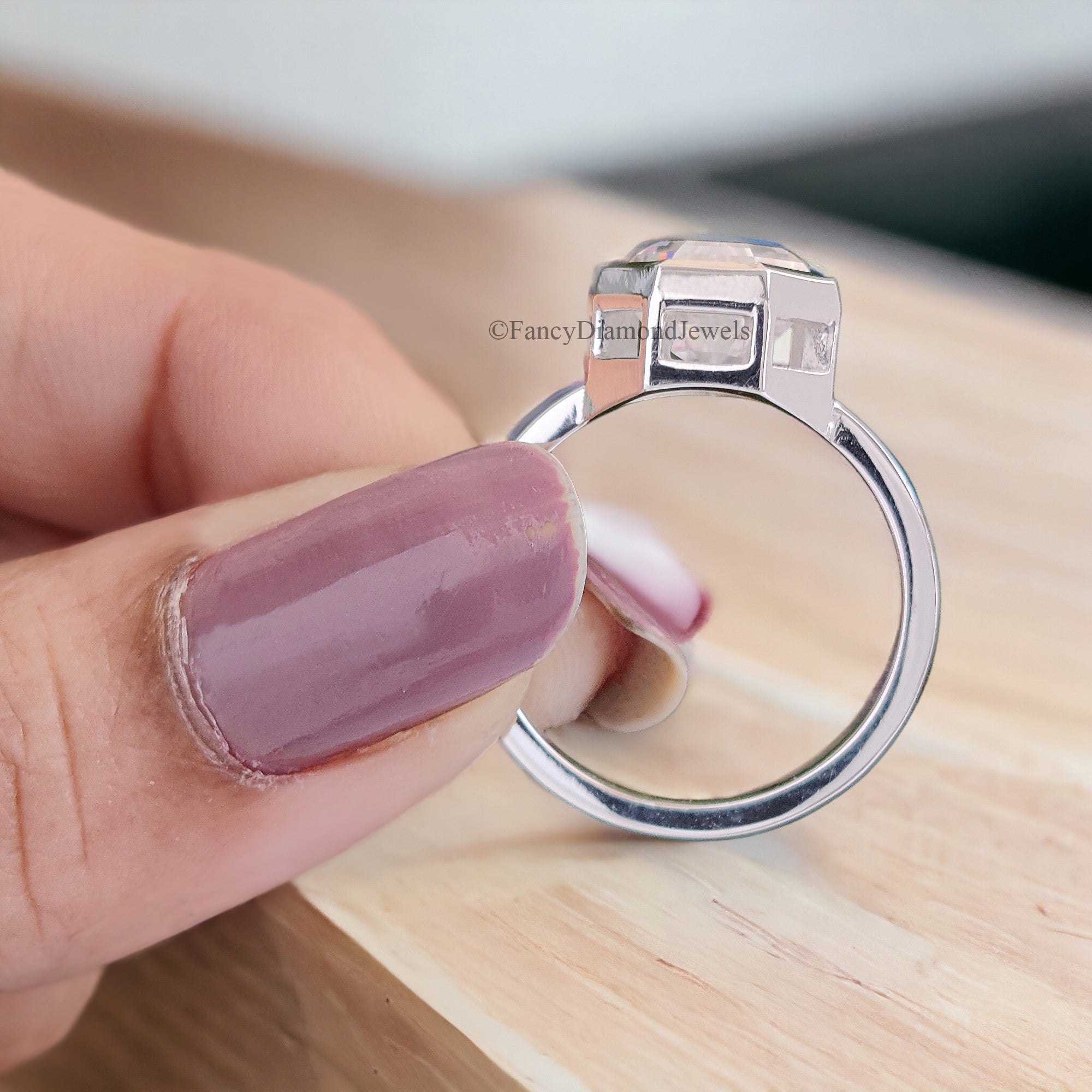 2.30 CT Shield Shape Moissanite Engagement Ring Colorless Moissanite Ring Bezel Set Wedding Ring Unique Moissanite Ring Gift for Her FD47