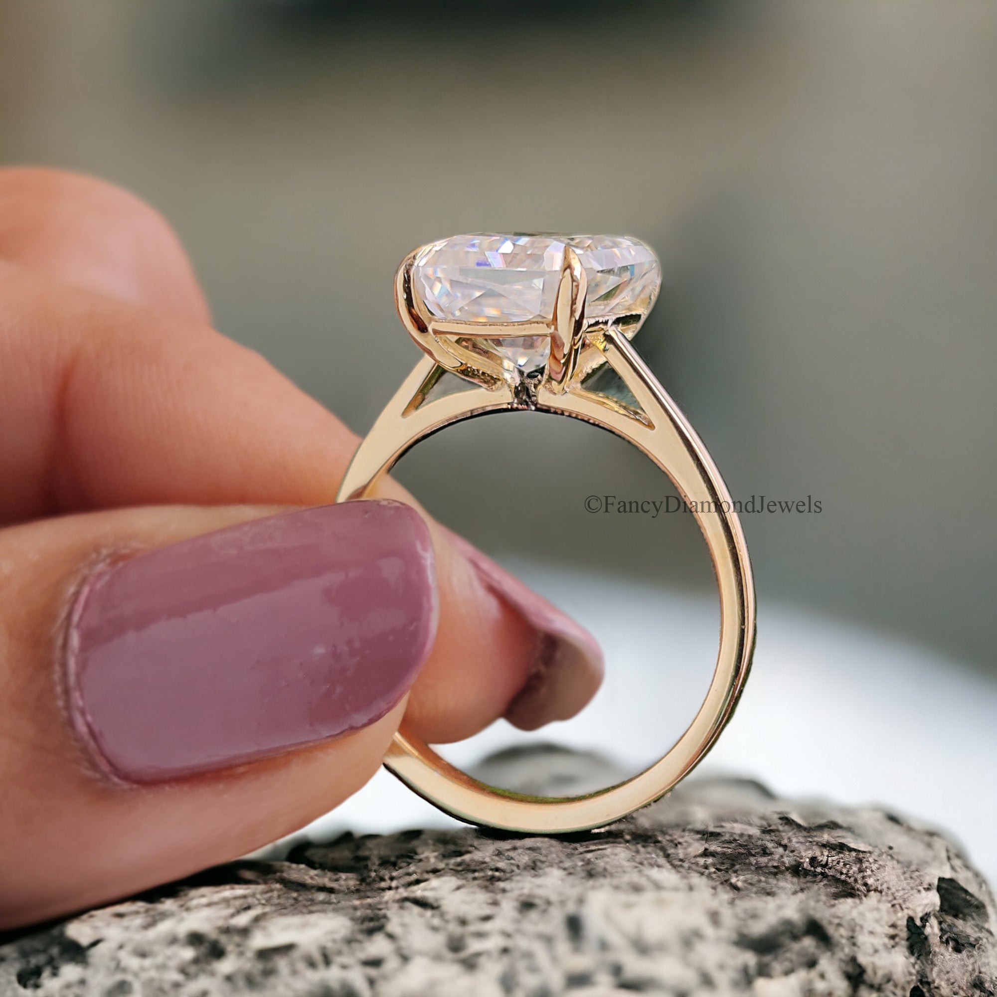 3.70 CT Radiant Cut Moissanite Engagement Ring Solitaire Moissanite Ring Claw Prong Solid Rose Gold Wedding Ring Anniversary Gift FD205