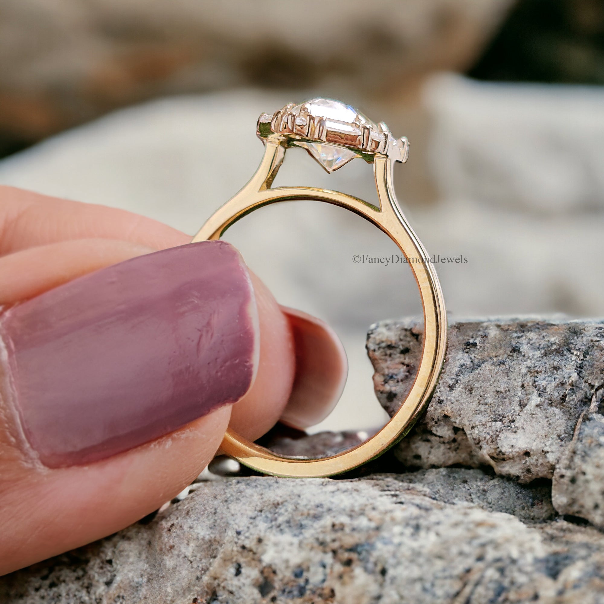 Dutch Marquise Shape Moissanite Diamond Ring With Side Baguette Moissanite Ring Vintage Bridal Engagement Ring Dutch Marquise Ring FD254