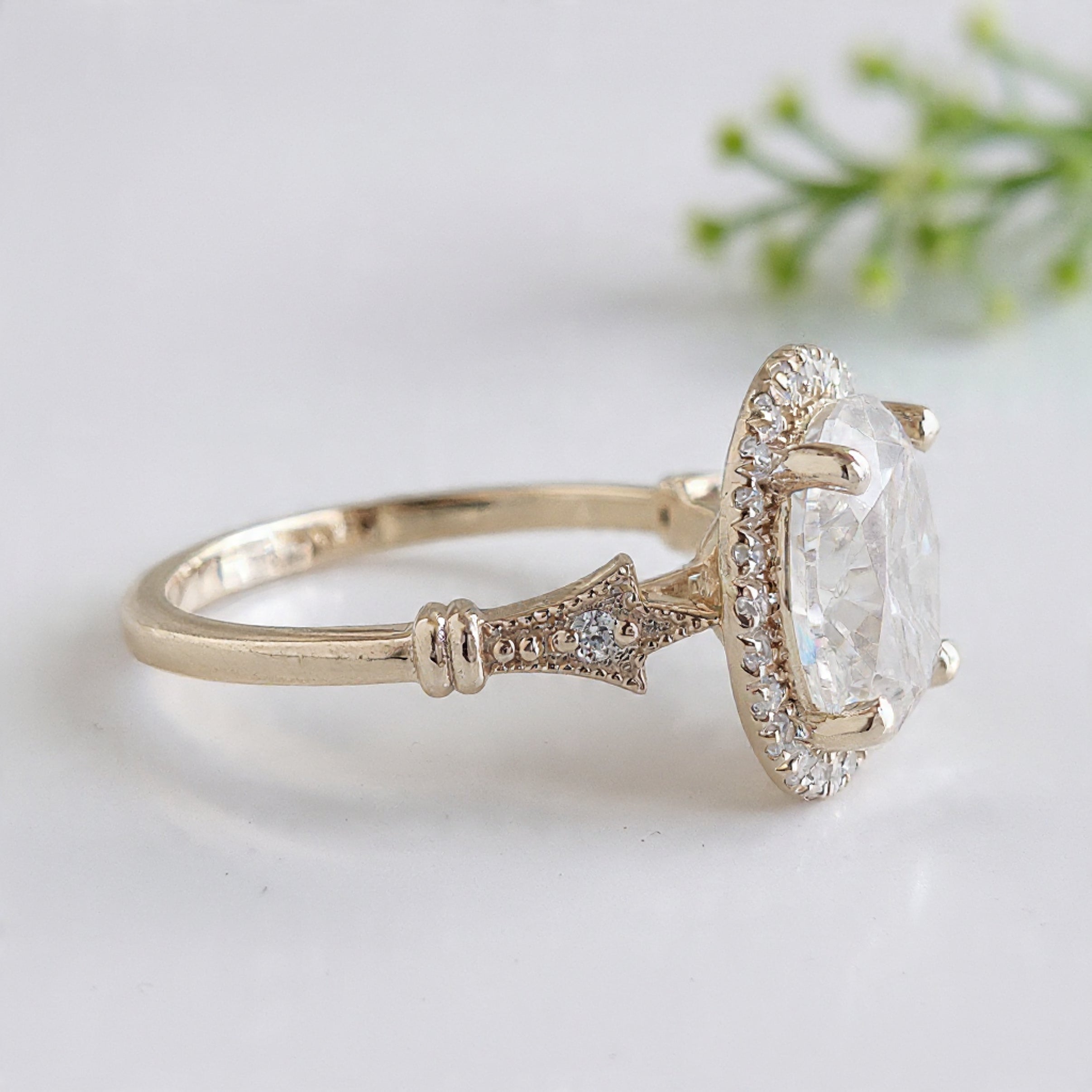 2.40 CT Oval Cut Lab Grown Diamond Engagement Ring Oval With Halo Setting Ring Colorless Oval Wedding Ring Gift for Her Promise Ring FD466