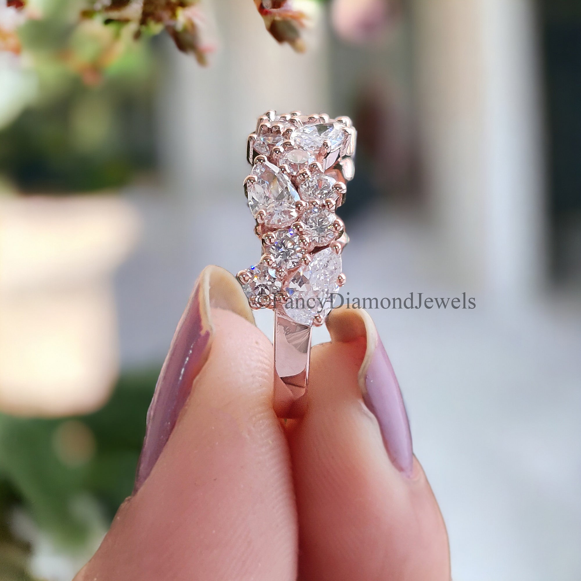 2.30 TW Pear Cut Moissanite With Side Round Cut Moissanite Engagement ring Prong Setting Ring wedding ring Bridal ring gift for woman FD37