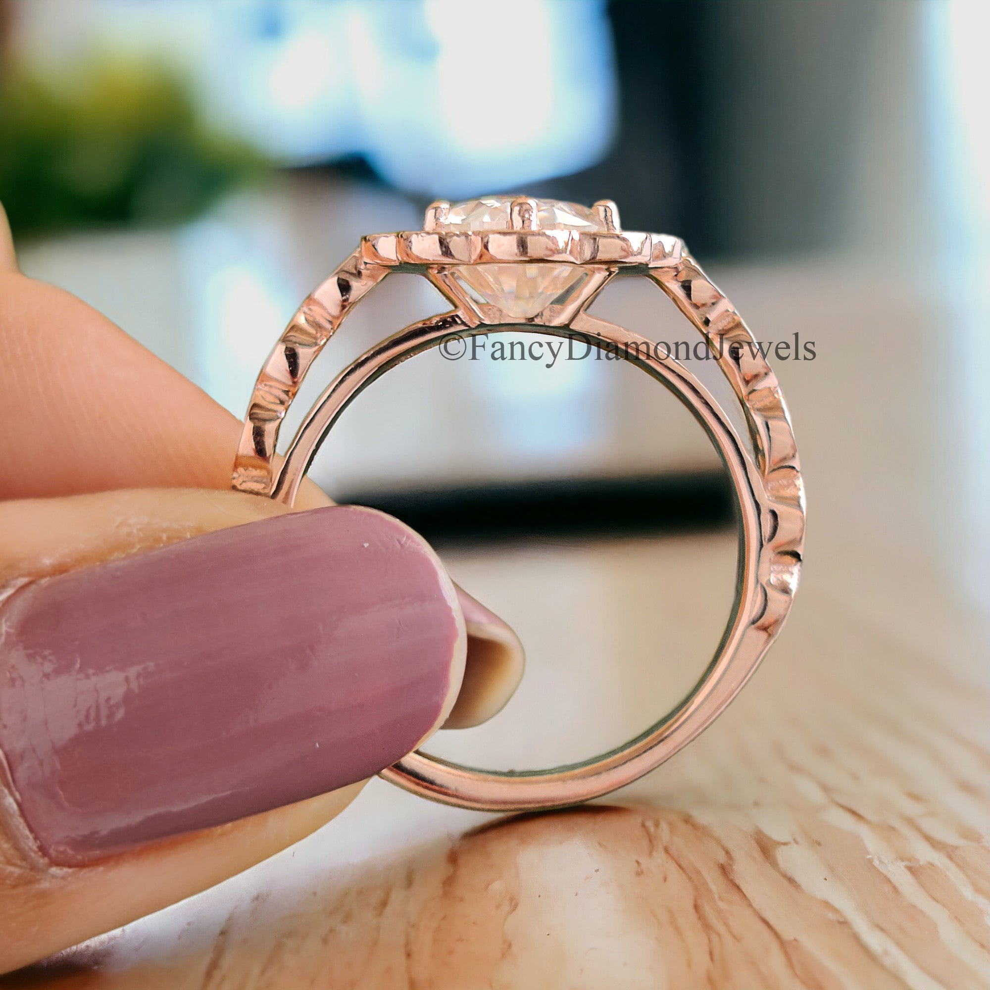 Oval Moissanite Bridal Ring 1.70ct Diamond Bridal Ring Rose Gold Matching Ring Moissanite Engagement Ring Anniversary Ring Gift For Her FD77