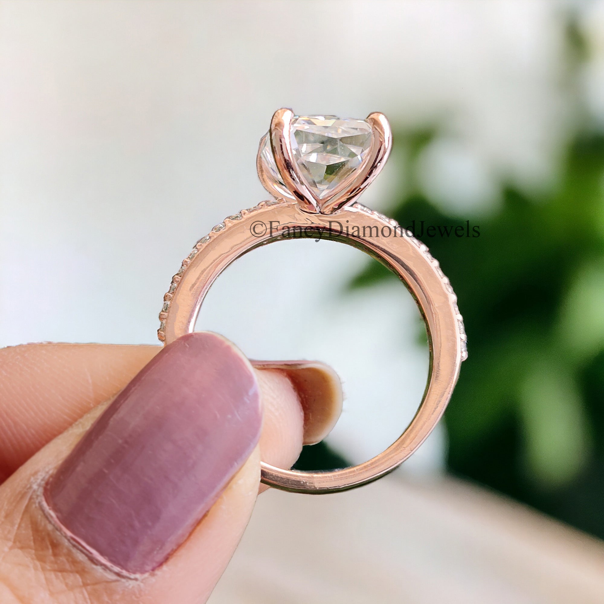 Radiant Cut Colorless Moissanite 3.90 TW Pave Setting Engagement Ring Wedding Ring 14K White Gold Moissanite Engagement Ring Bridal Set FD30